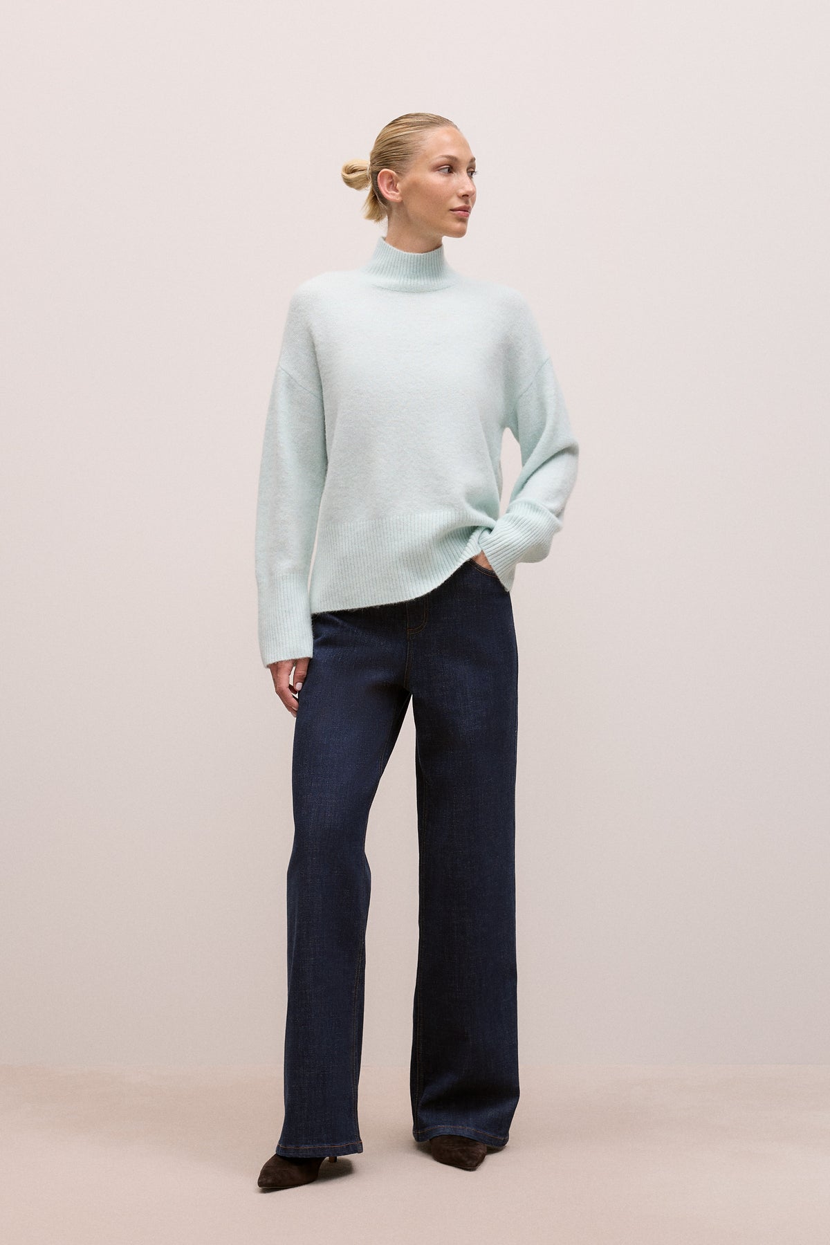 Alpaca Merino Blend Relaxed Mock Neck