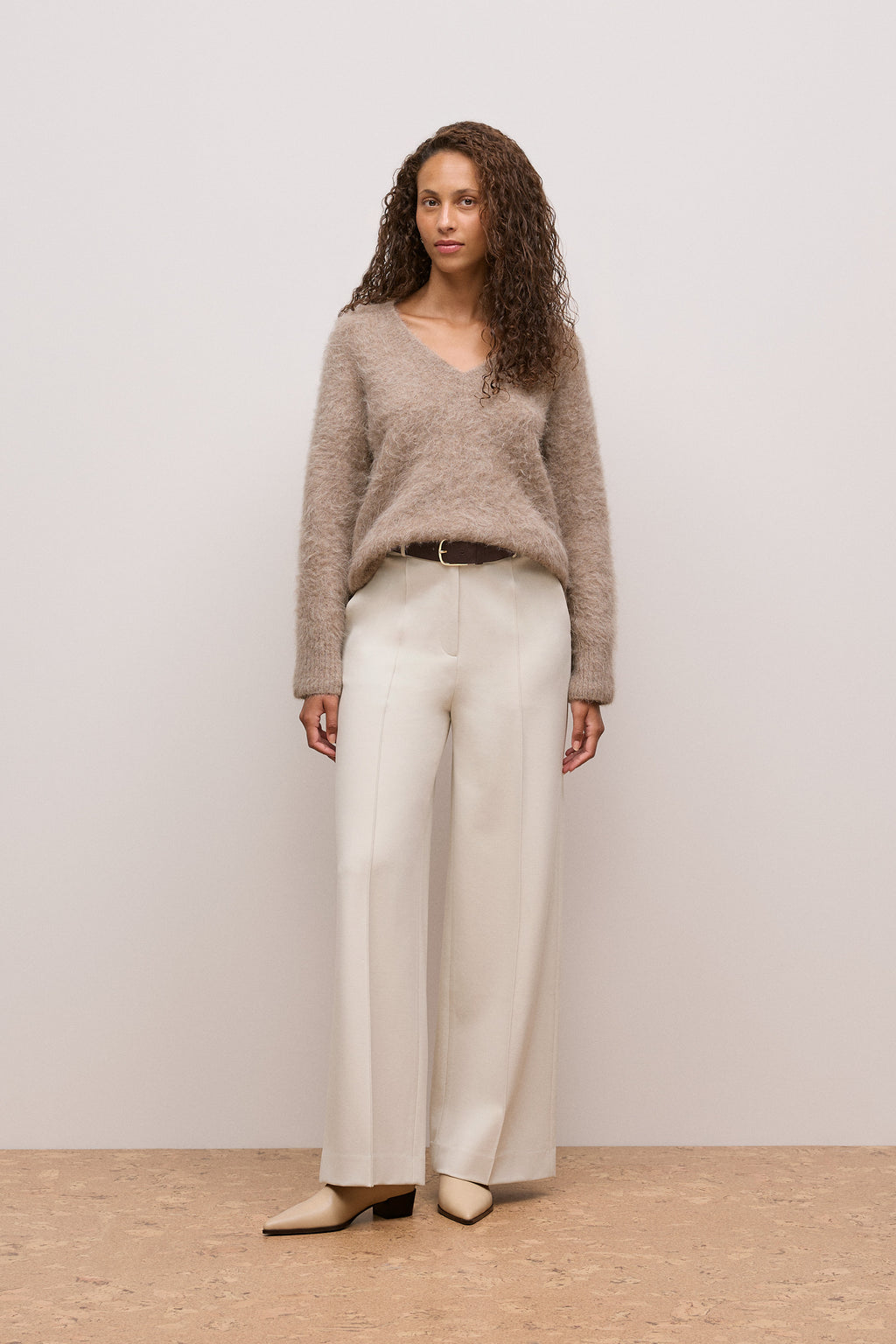 Brushed Alpaca Relaxed V Knit