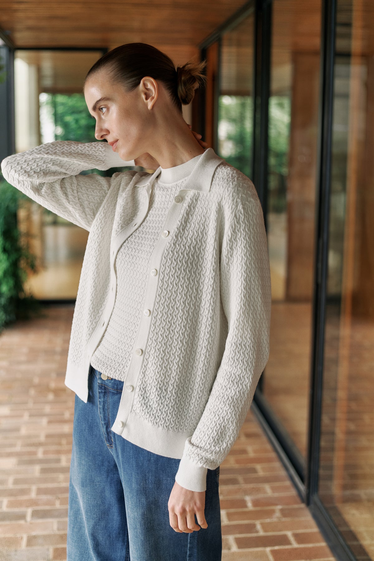 Cotton Cashmere Cable Cardigan