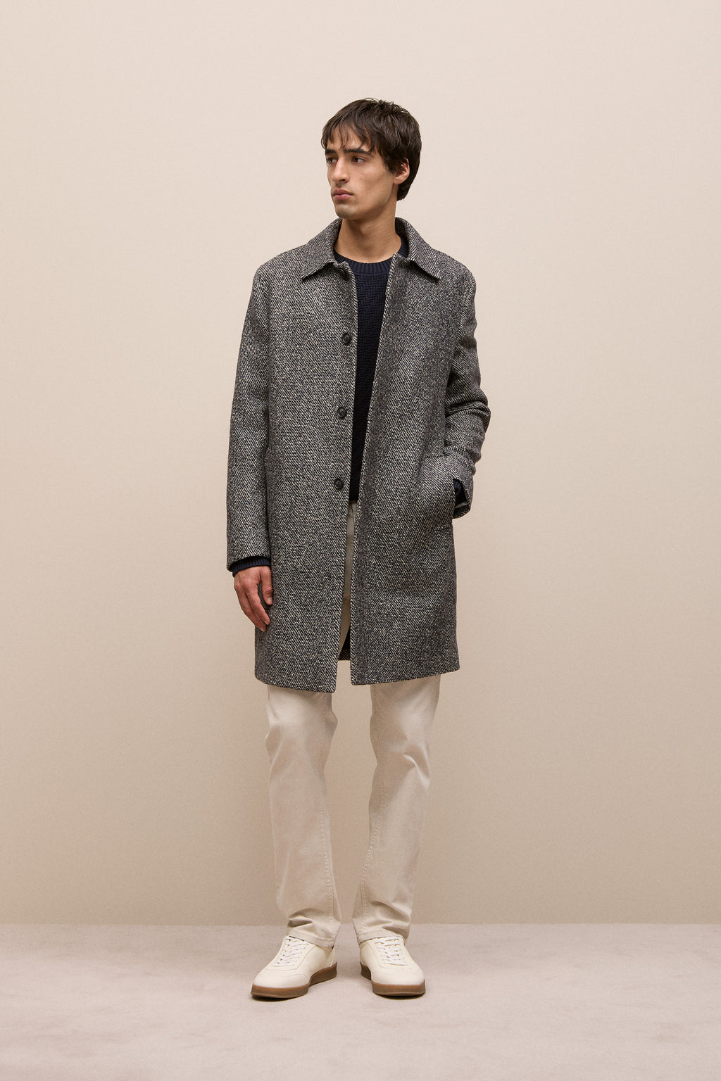 Cotton Blend Textured Crew