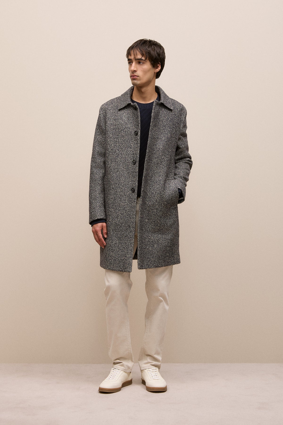 Cotton Blend Textured Crew