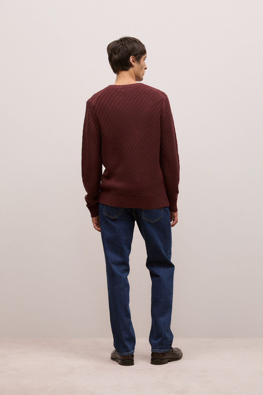 Cotton Blend Textured Crew