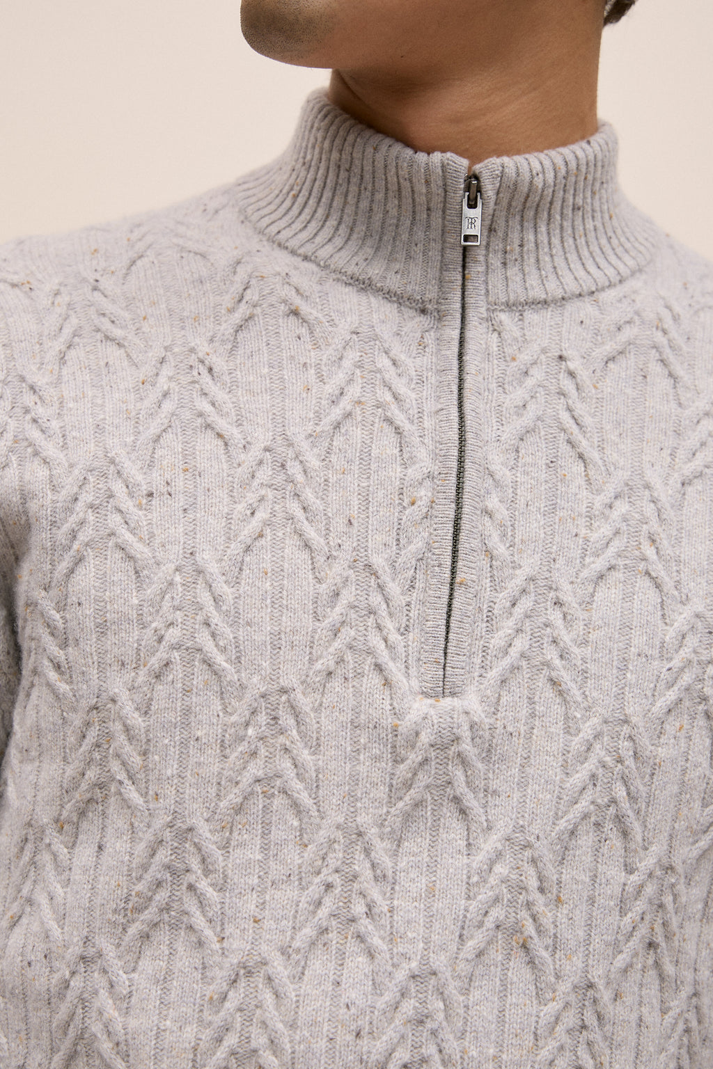Merino Nep Cable Half Zip