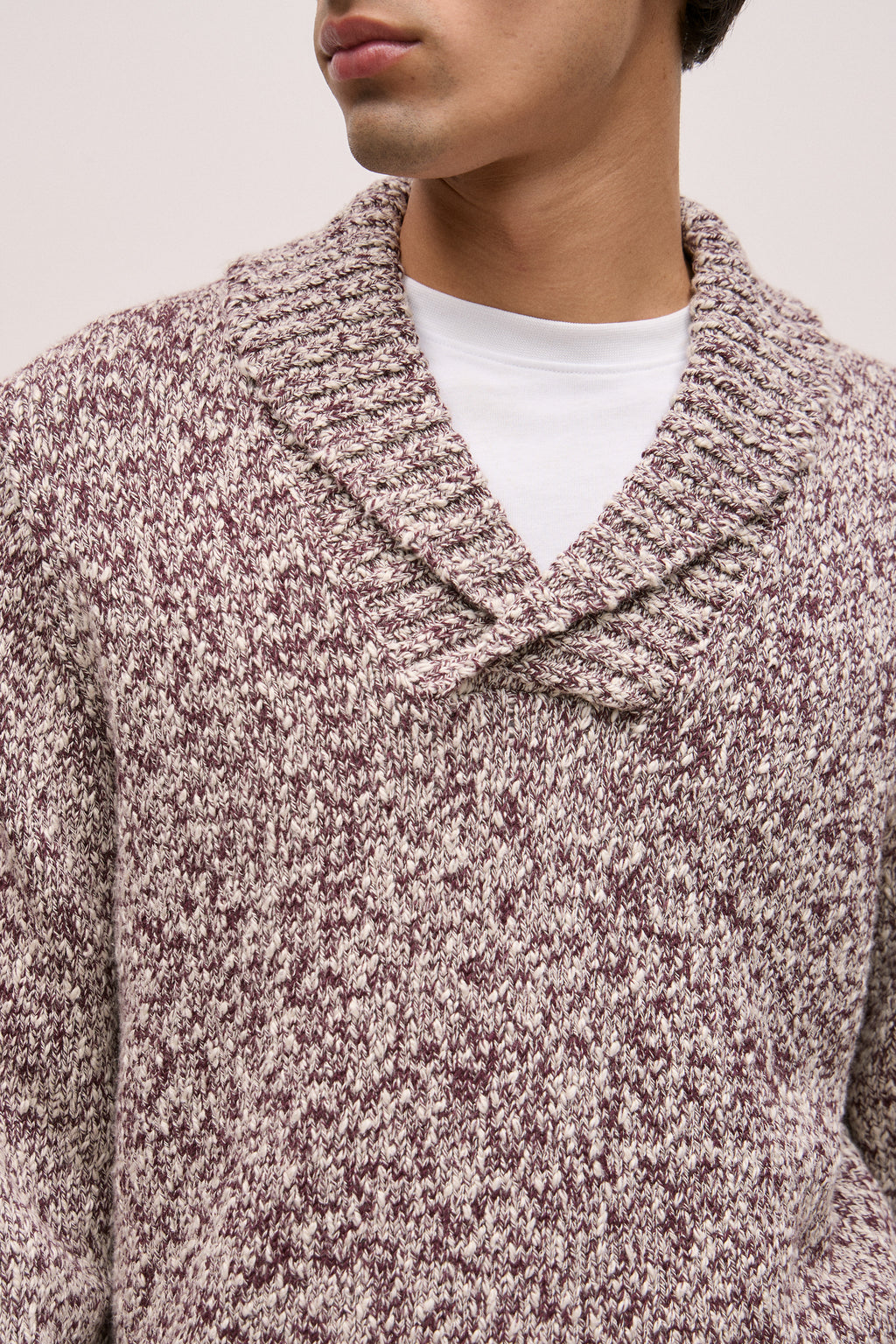 Textured Shawl Collar Knit