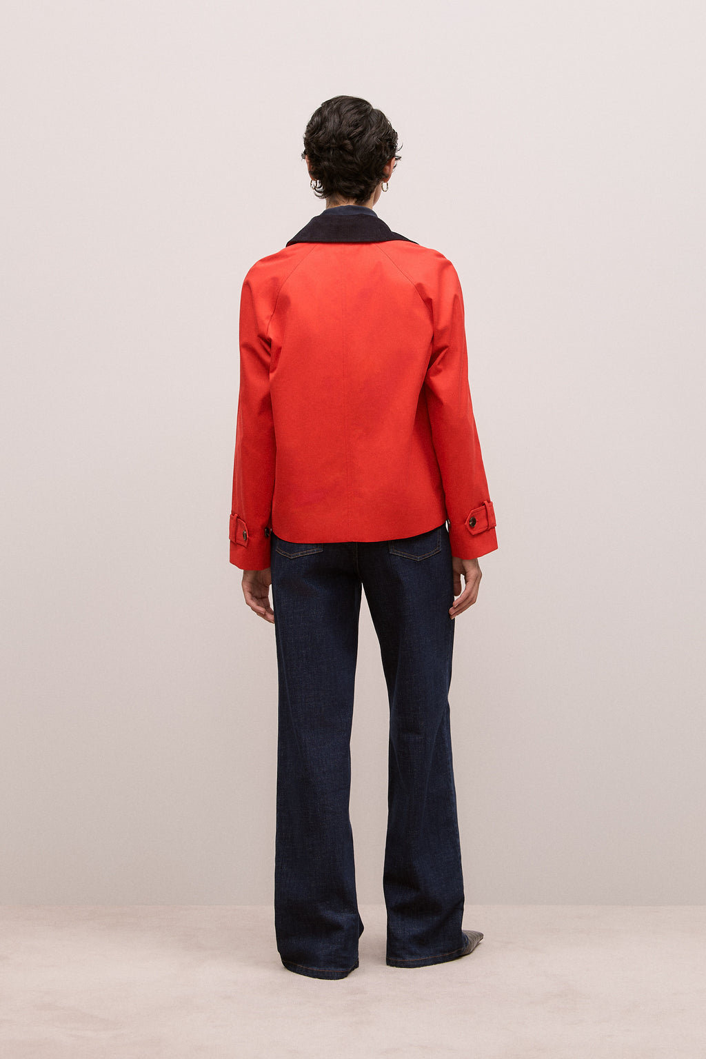 Corduroy Collar Short Trench