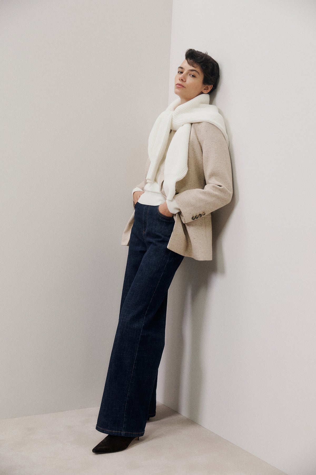 Italian Wool Blend Flecked Blazer