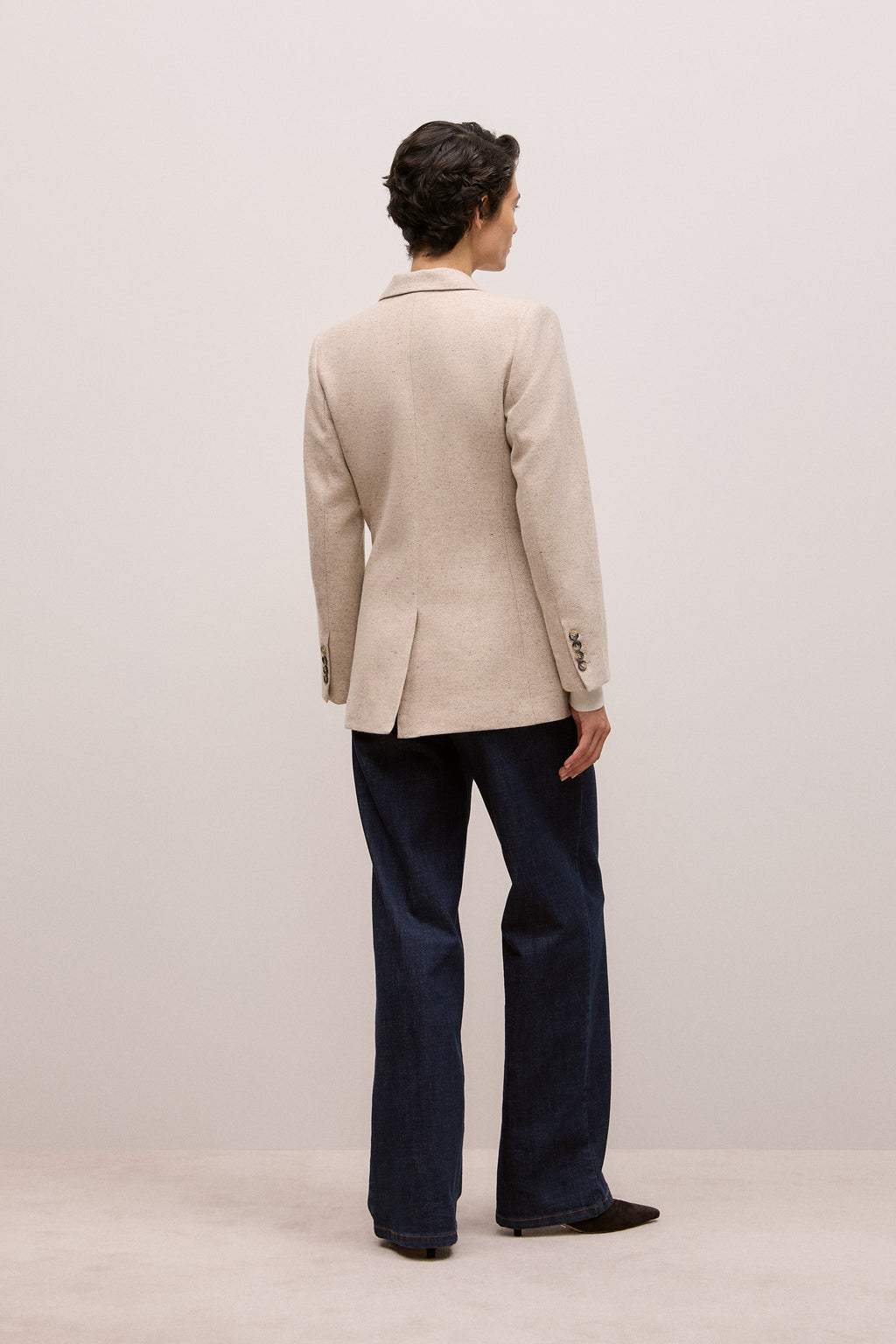 Italian Wool Blend Flecked Blazer