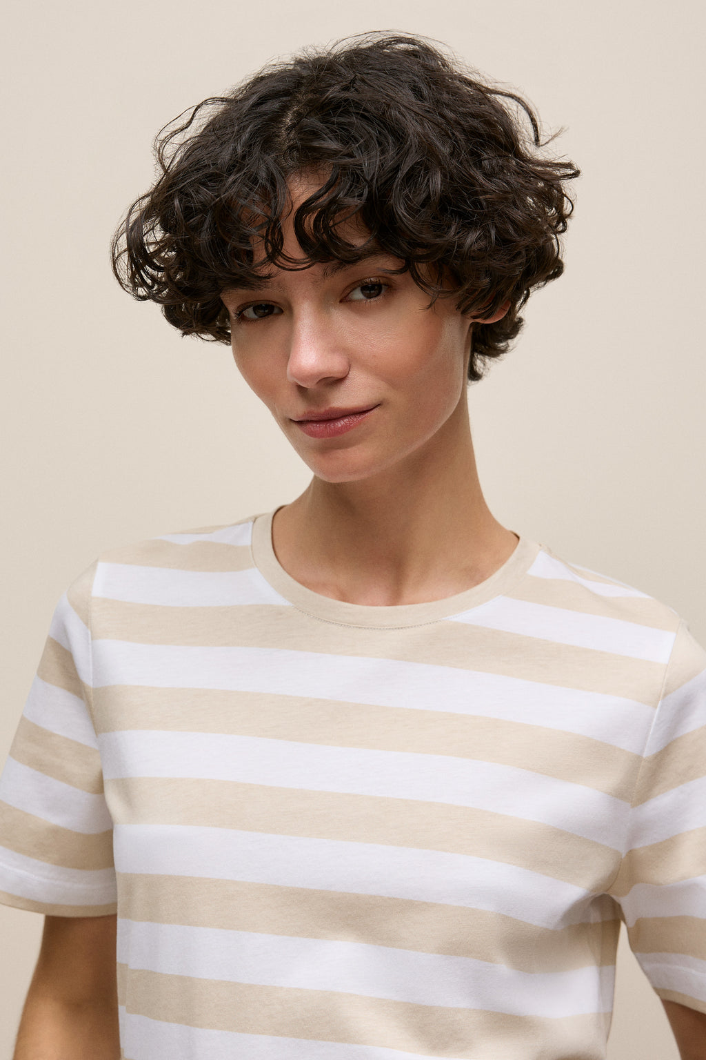 Mercerised Cotton Stripe T-Shirt