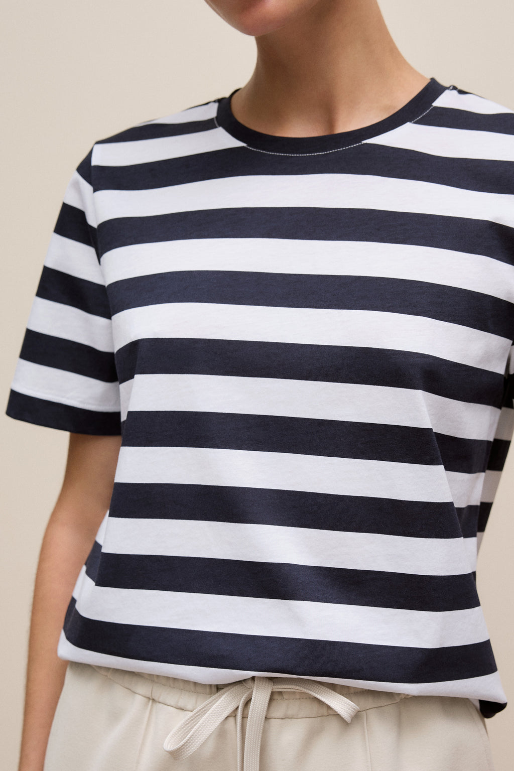Mercerised Cotton Stripe T-Shirt