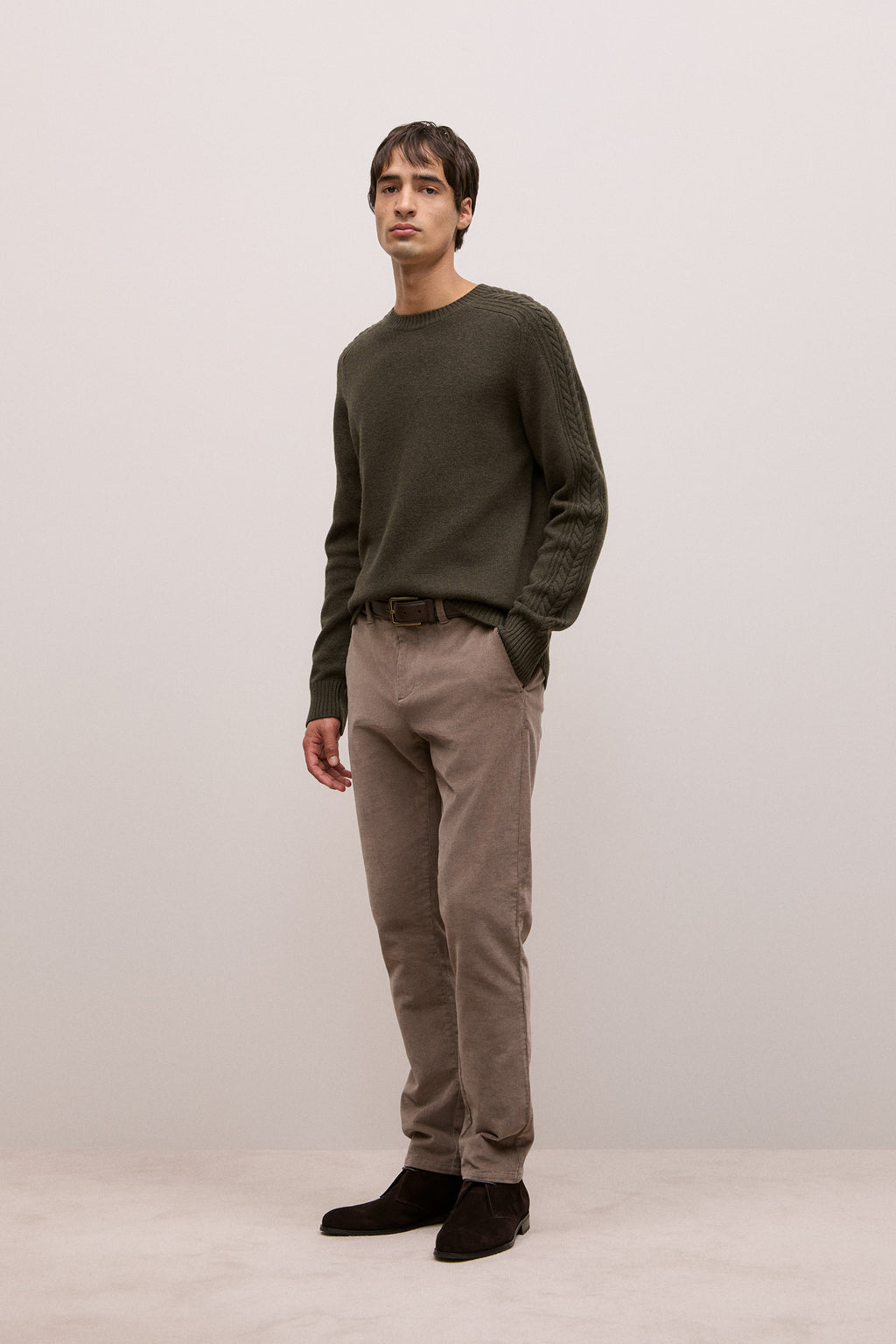 Merino Cable Detail Crew