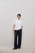 Cotton Cashmere Sleeveless High Neck Knit