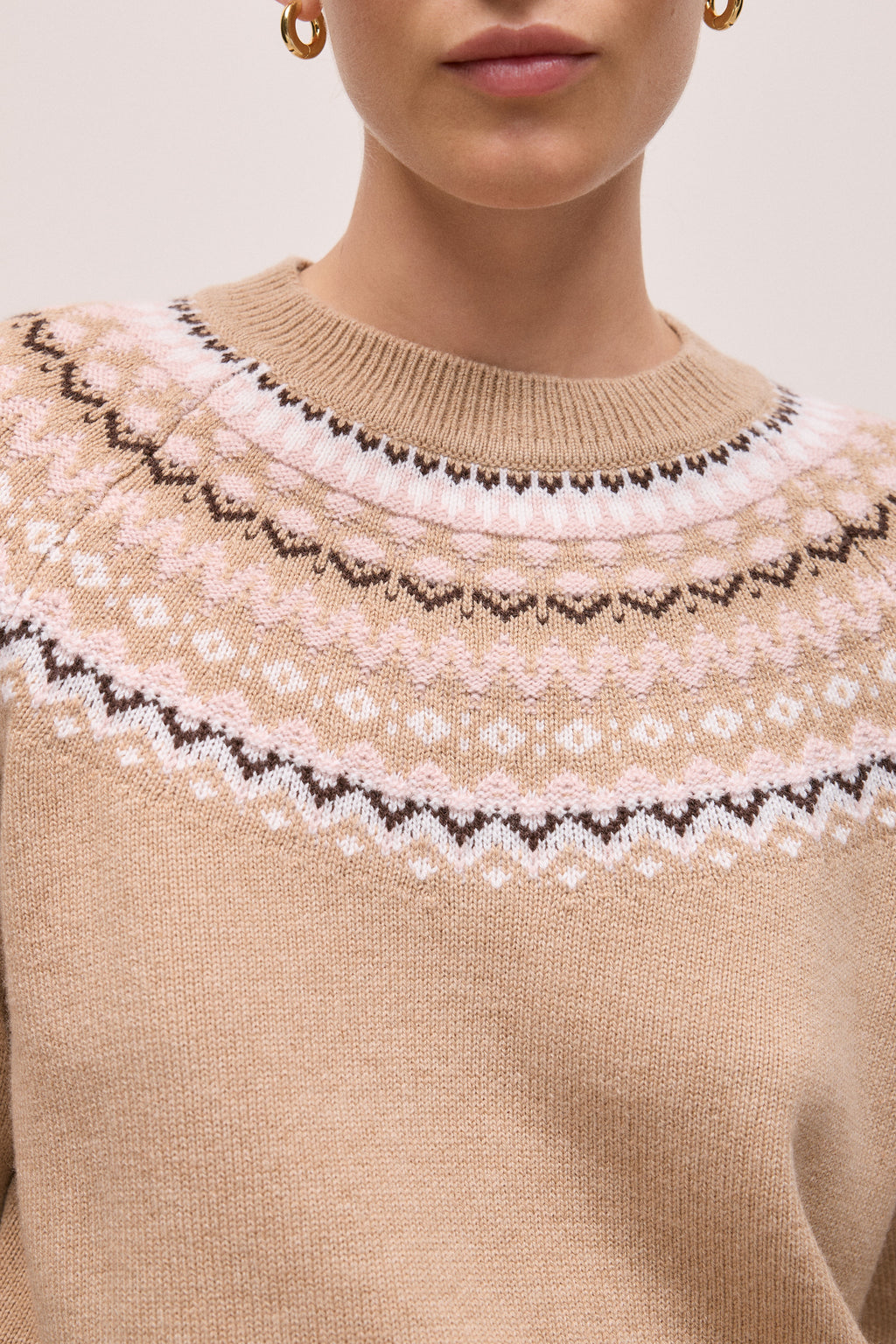 Merino Cashmere Fair Isle Crew
