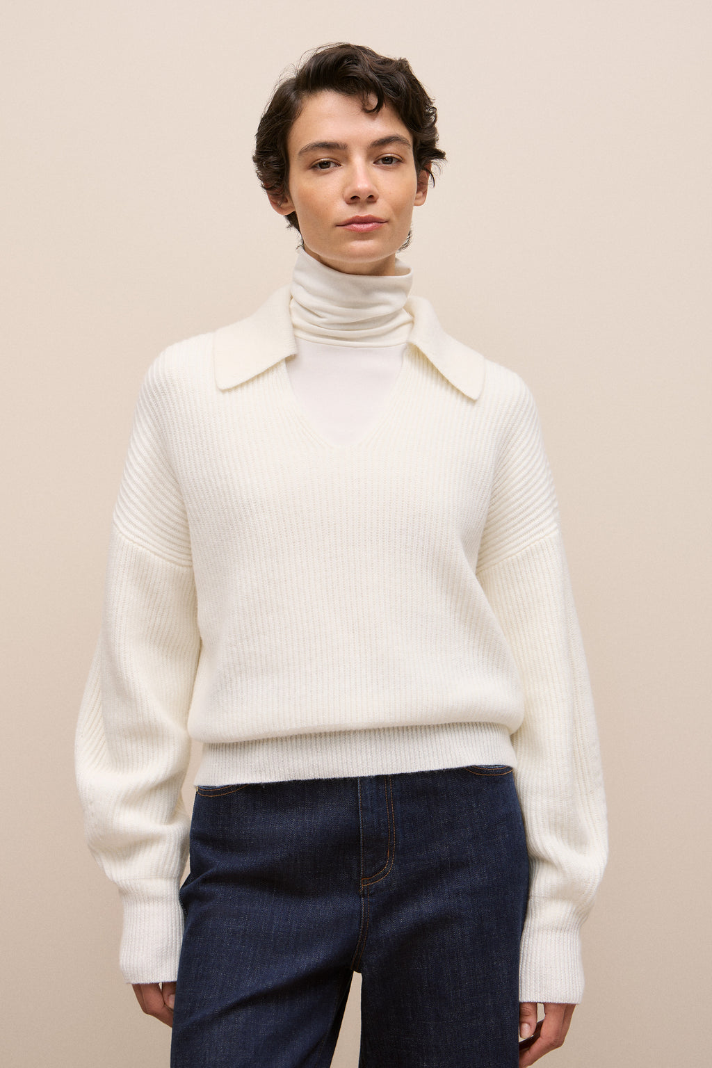 Merino Open Collar Knit