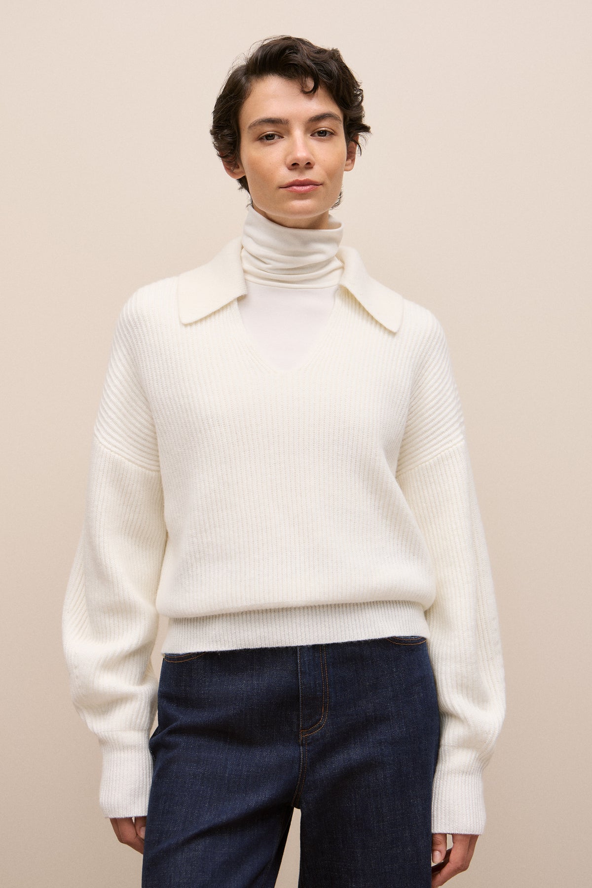 Merino Open Collar Knit