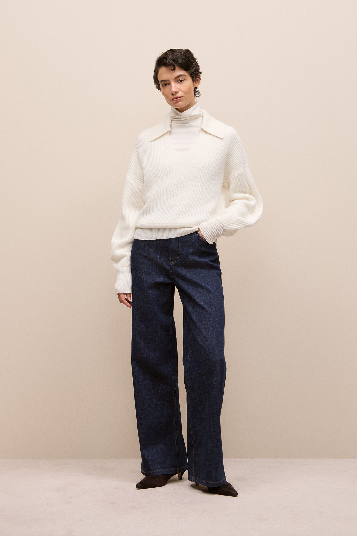 Merino Open Collar Knit