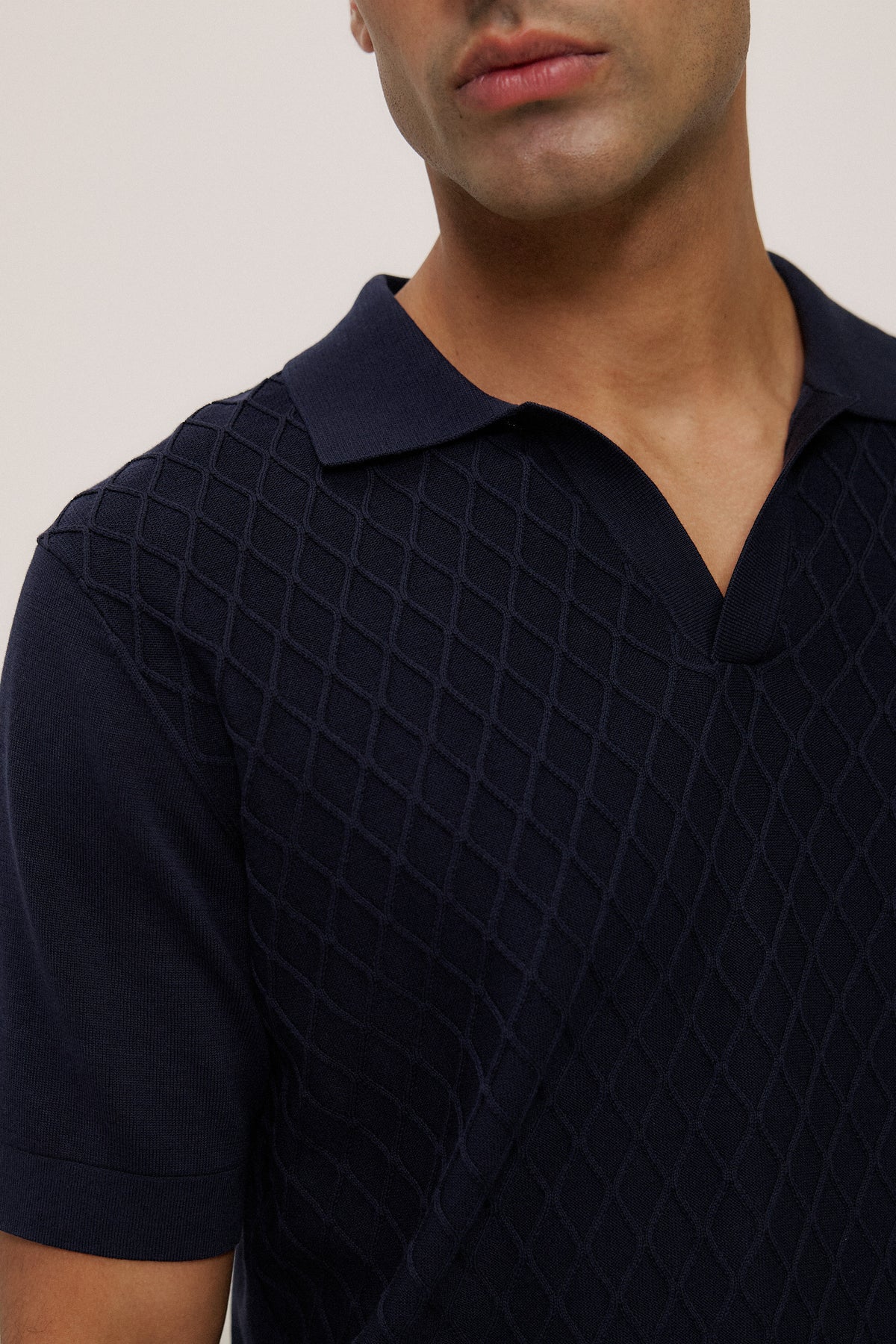 Mercerised Diamond Knit Polo