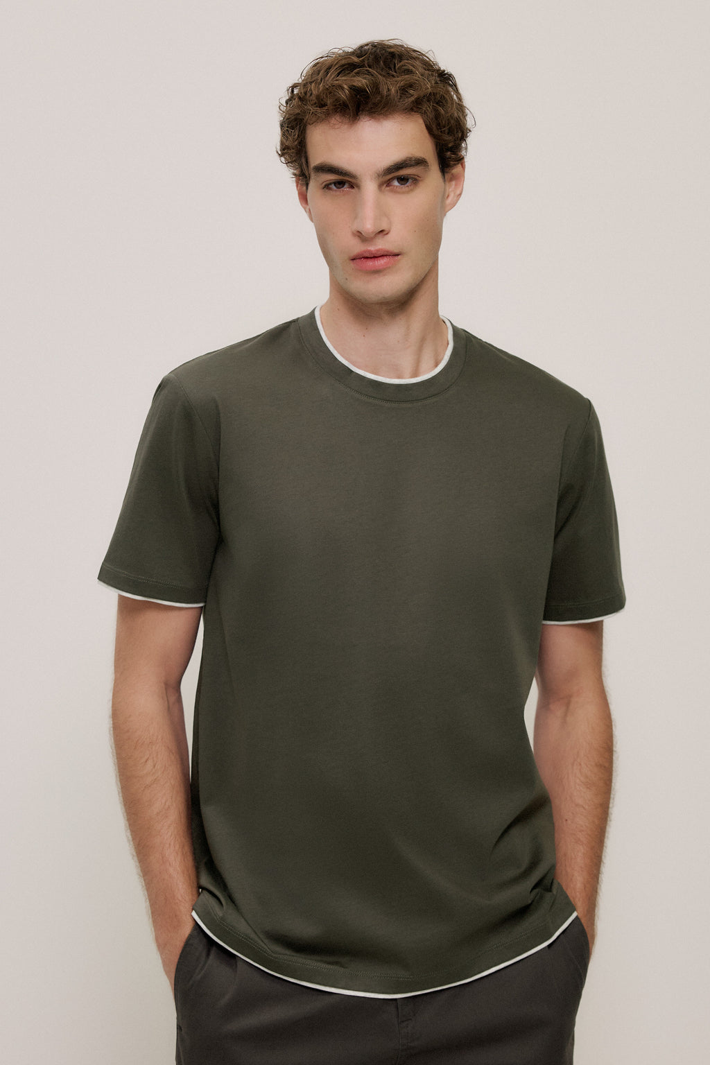 Mercerised Cotton Layered T-Shirt