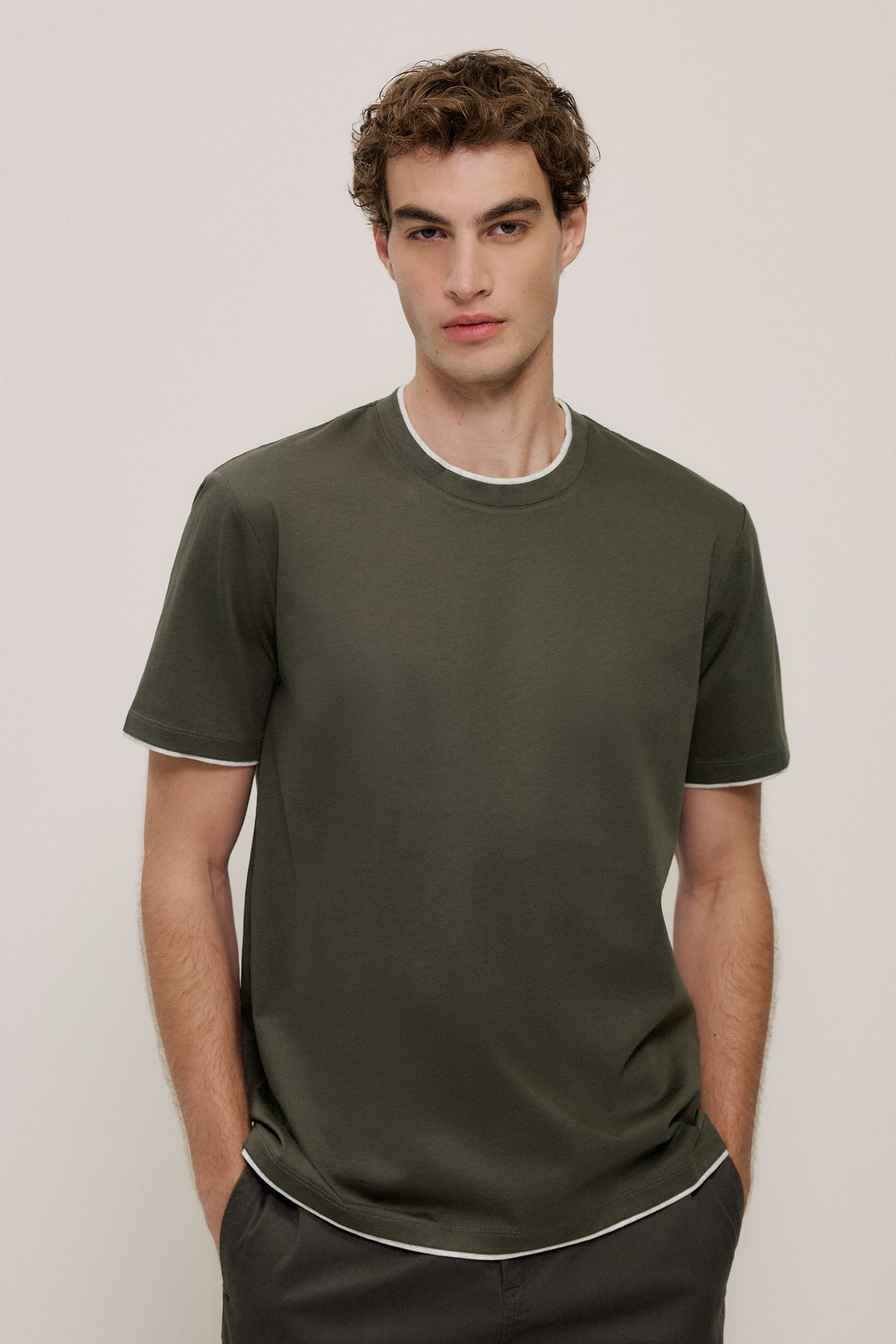 Mercerised Cotton Layered T-Shirt