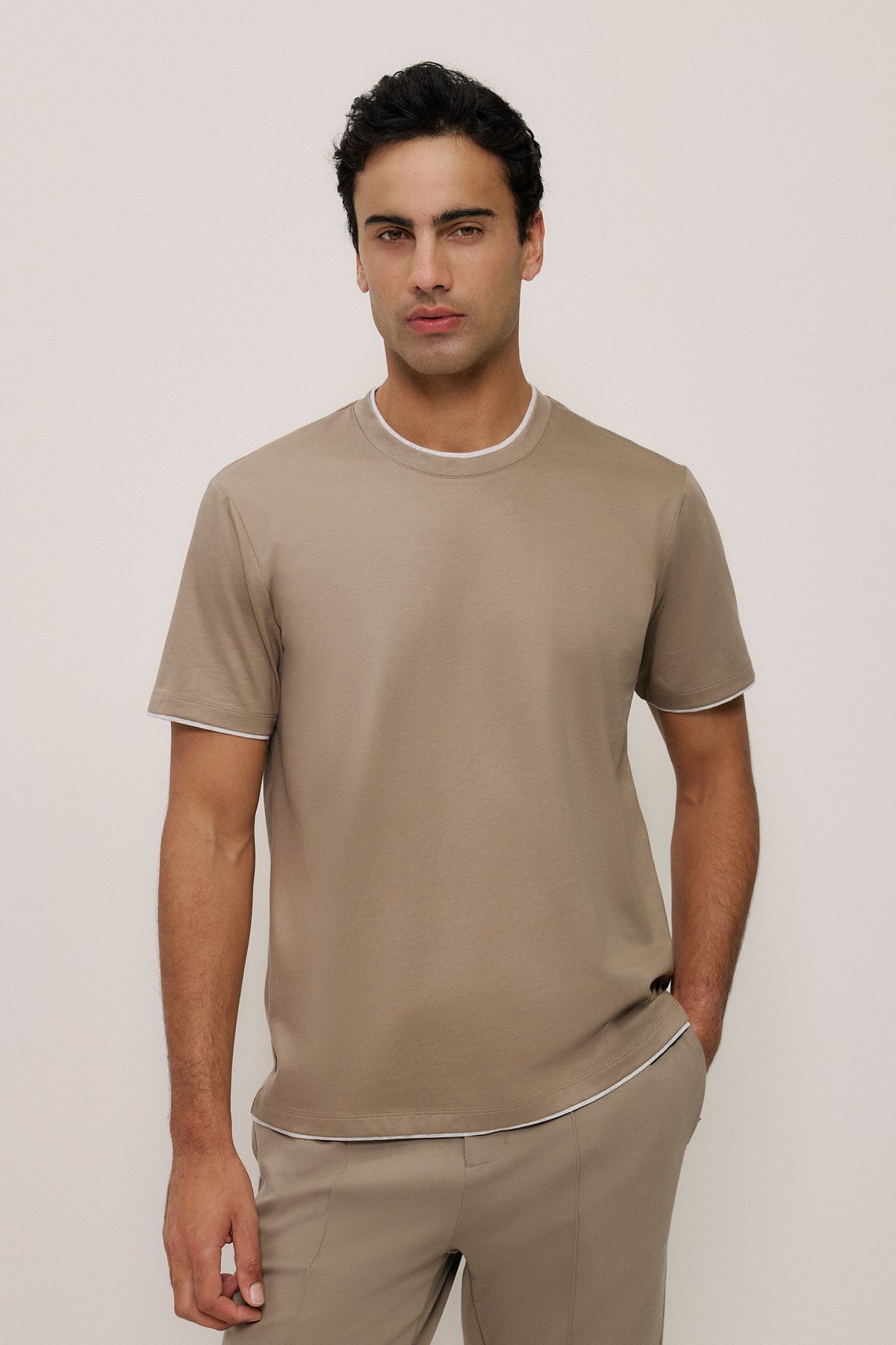 Mercerised Cotton Layered T-Shirt