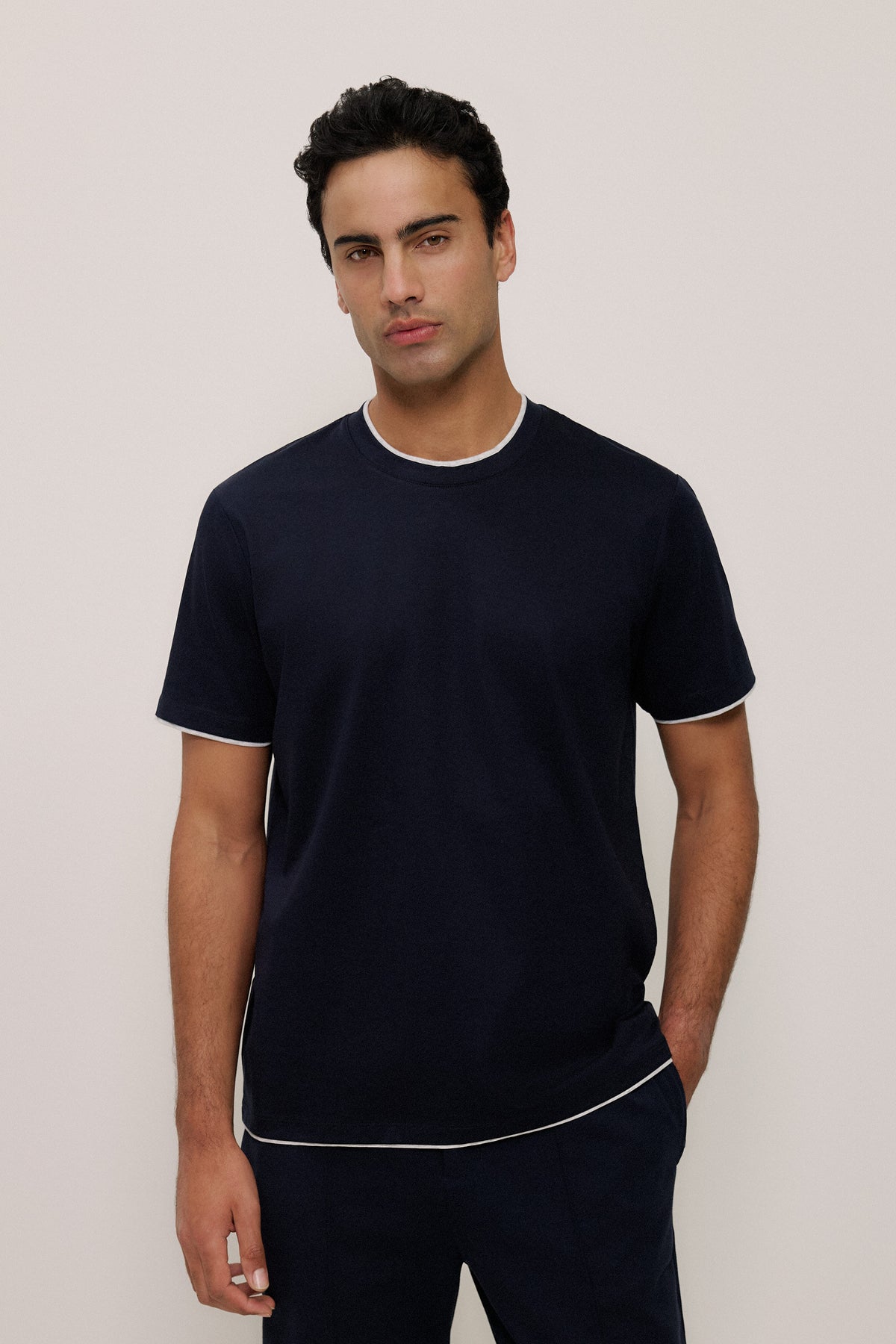 Mercerised Cotton Layered T-Shirt