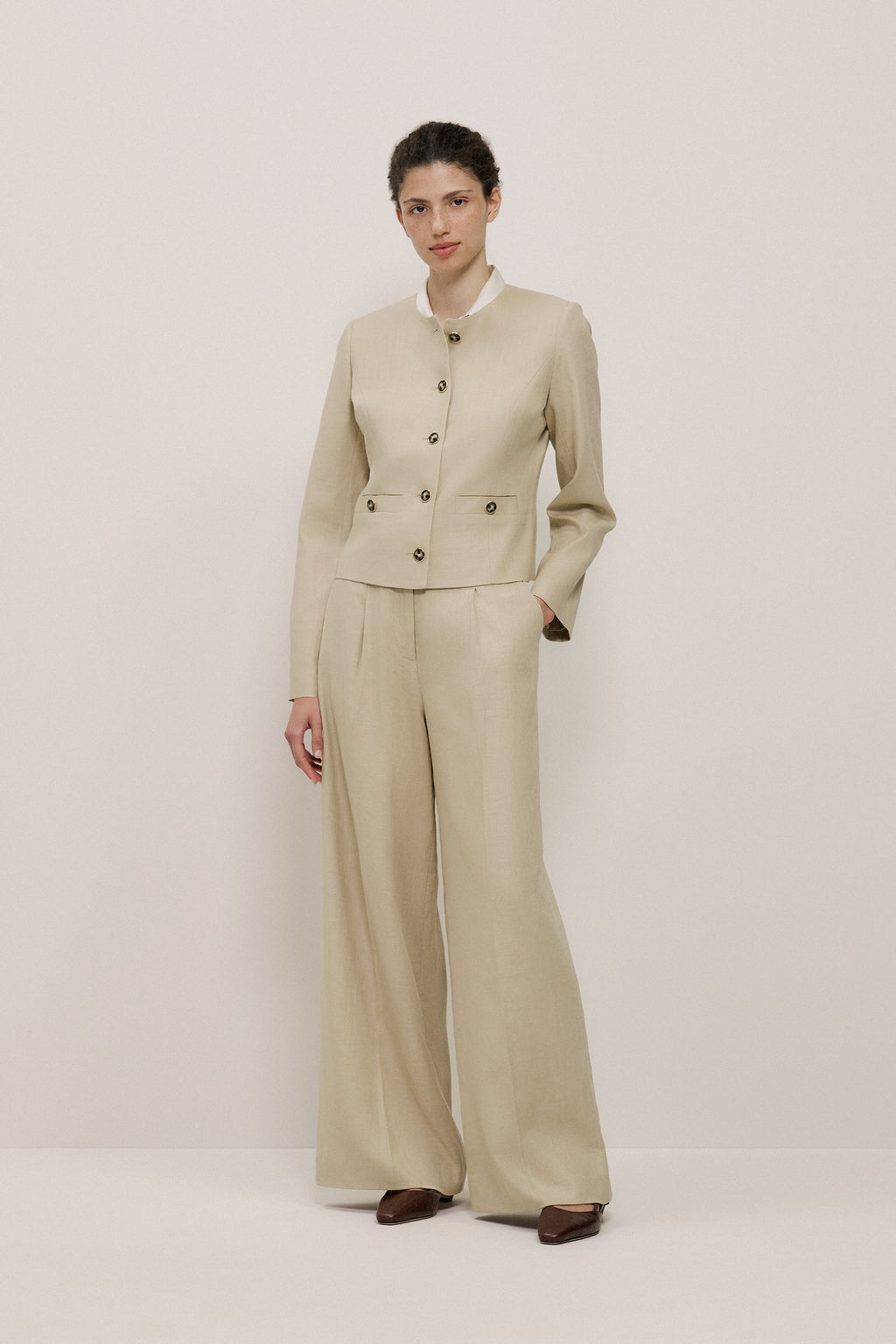 Textured Collarless Jacket