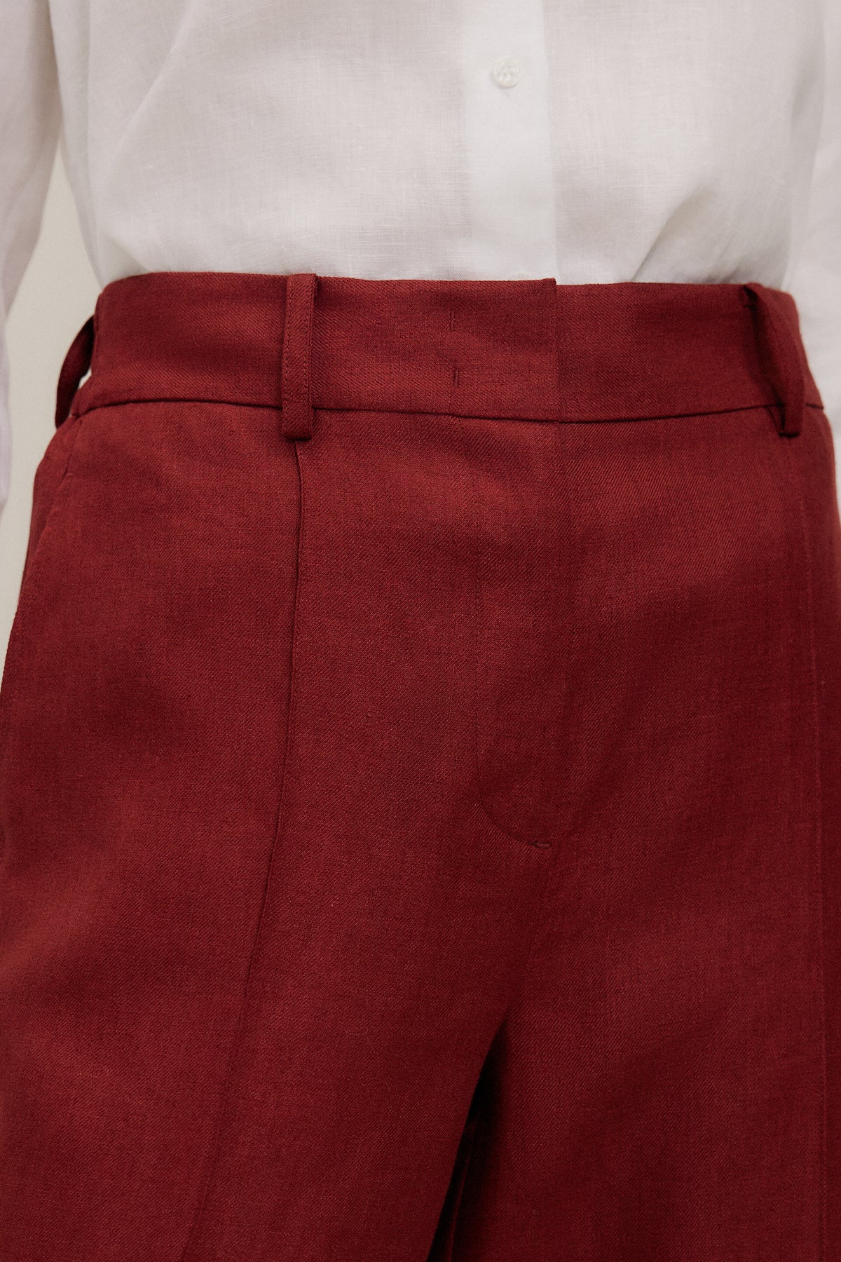 Linen Twill Pintucked Wide Leg Pant