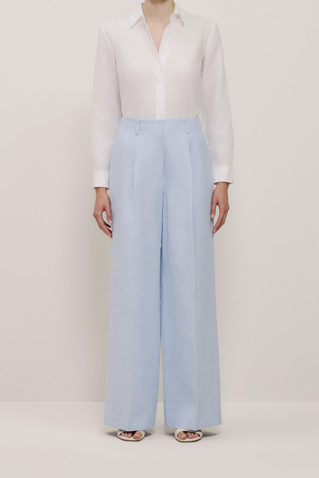 Yarn Dyed Linen Pleat Detail Pant