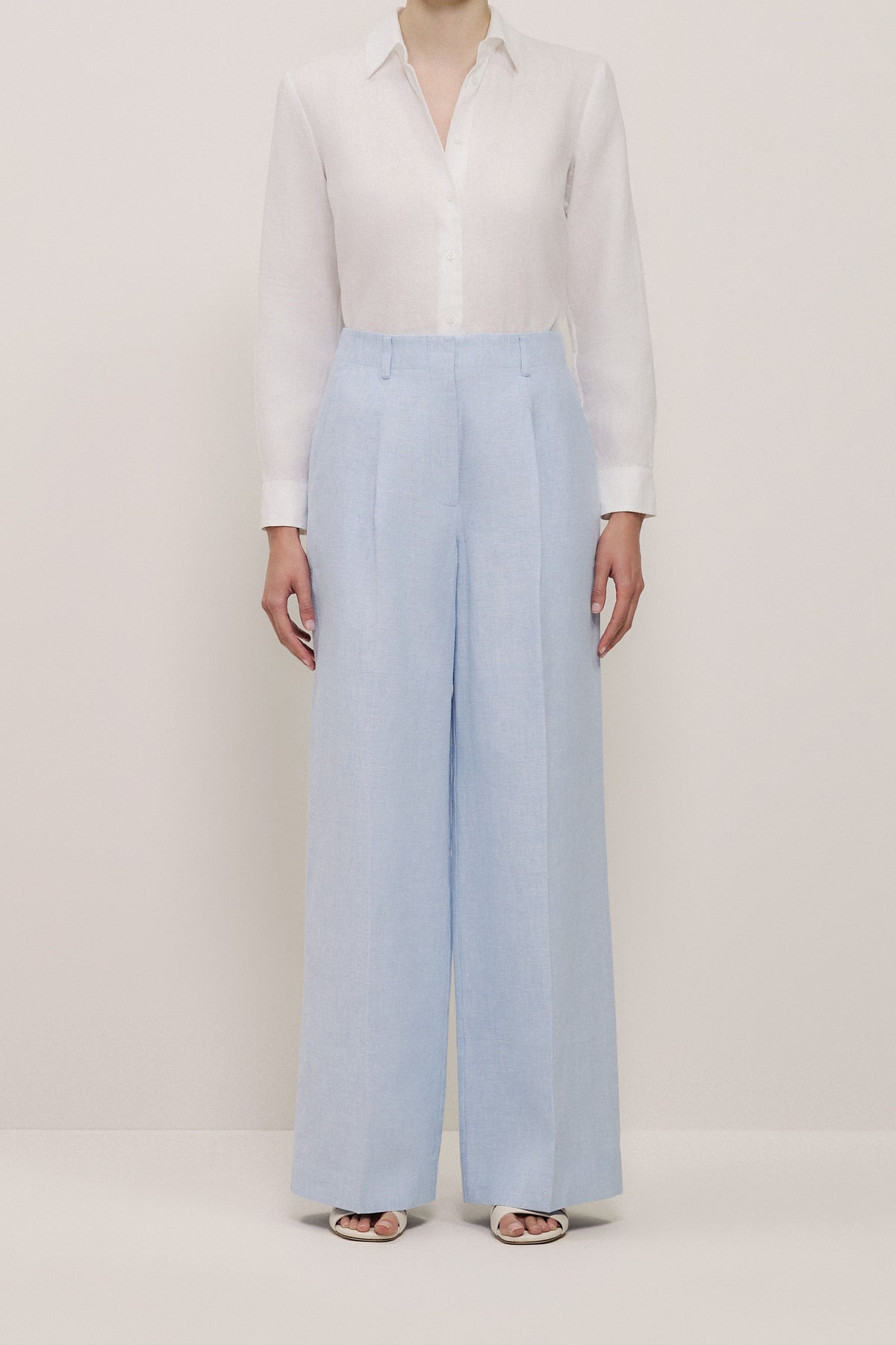 Yarn Dyed Linen Pleat Detail Pant
