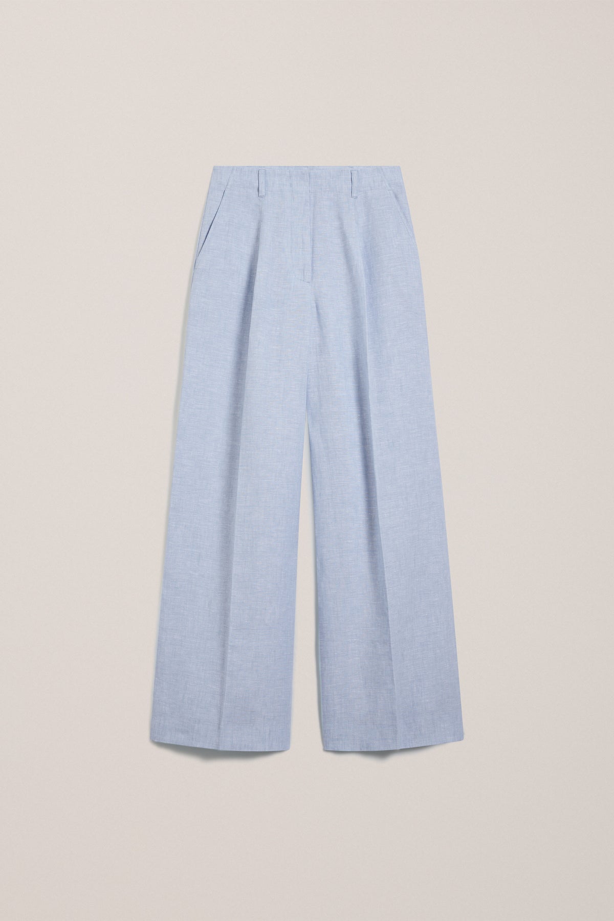 Yarn Dyed Linen Pleat Detail Pant