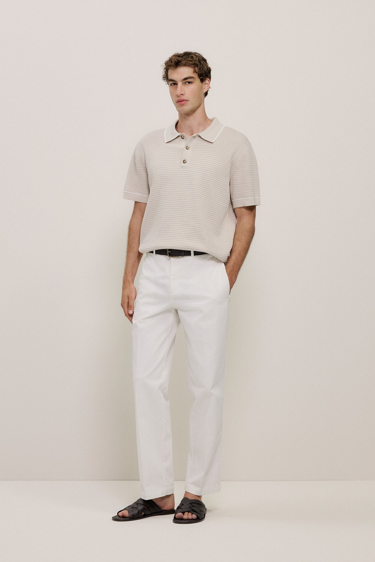 Textured Cotton Tipped Knit Polo