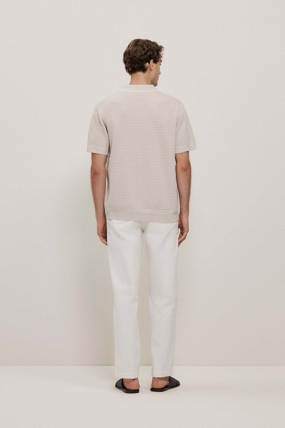 Textured Cotton Tipped Knit Polo