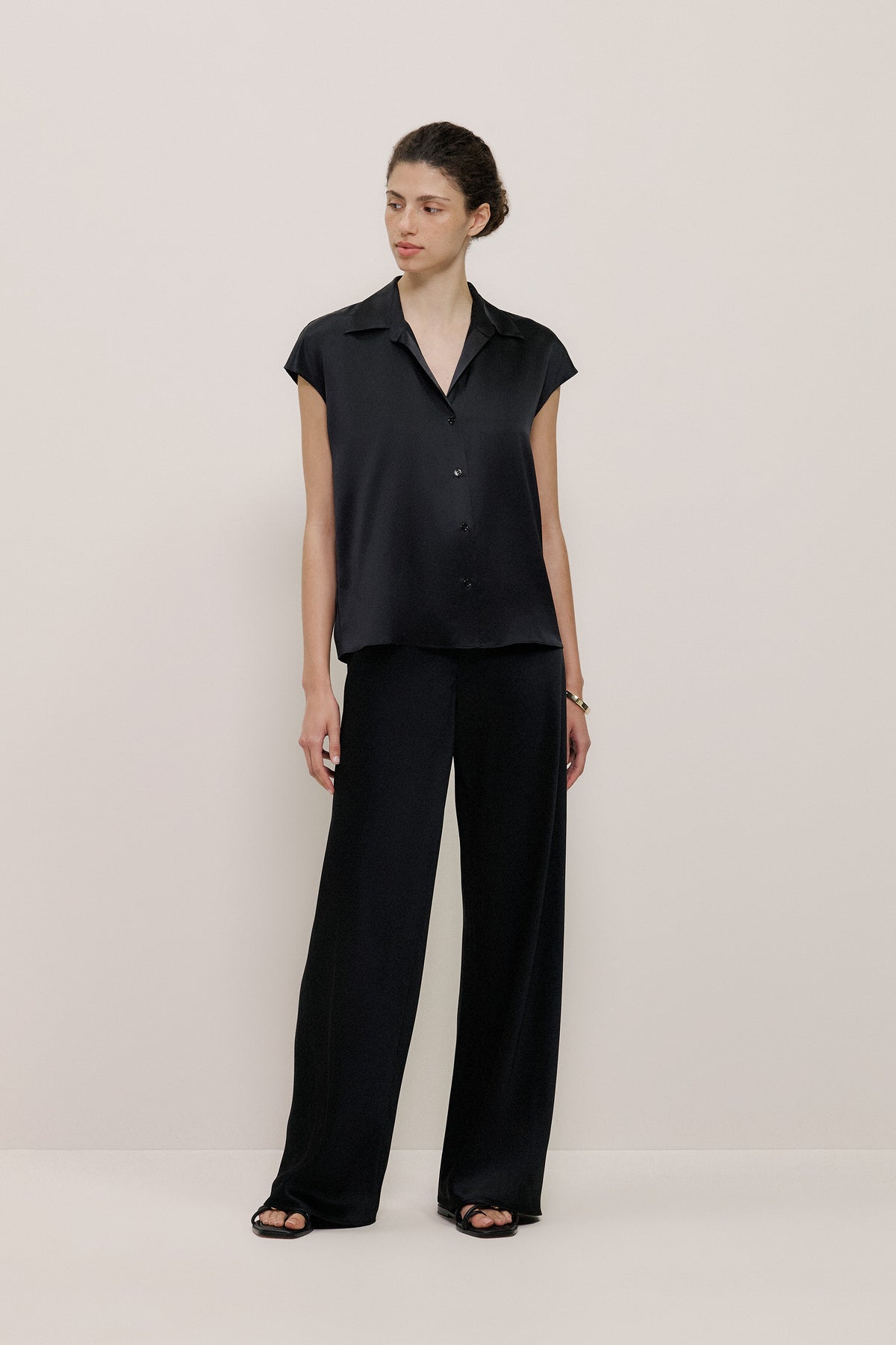 Silk Satin Cap Sleeve Shirt