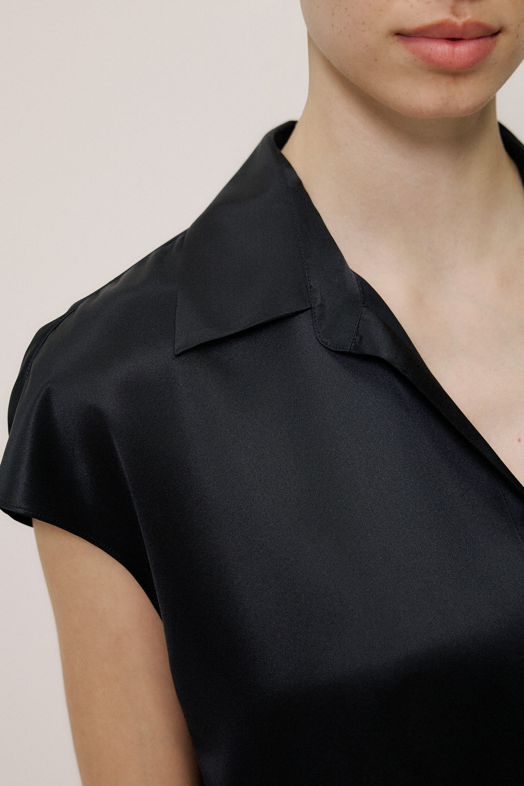 Silk Satin Cap Sleeve Shirt
