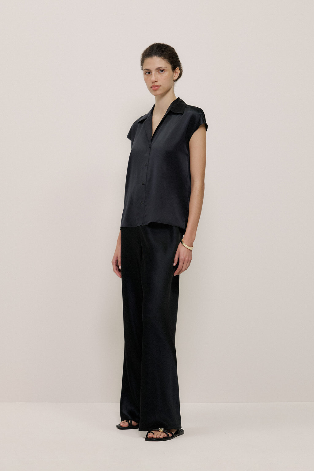 Silk Satin Cap Sleeve Shirt