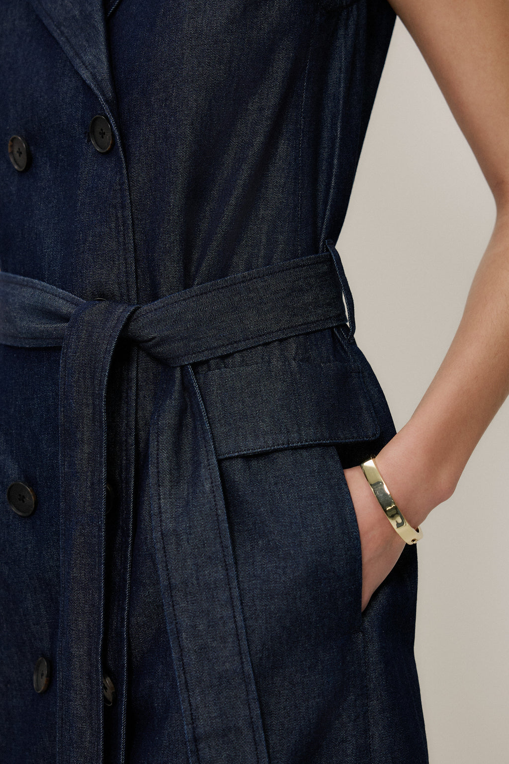 Denim Sleeveless Trench Dress