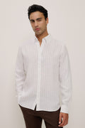 Regular Fit Delave Linen Fine Stripe Shirt