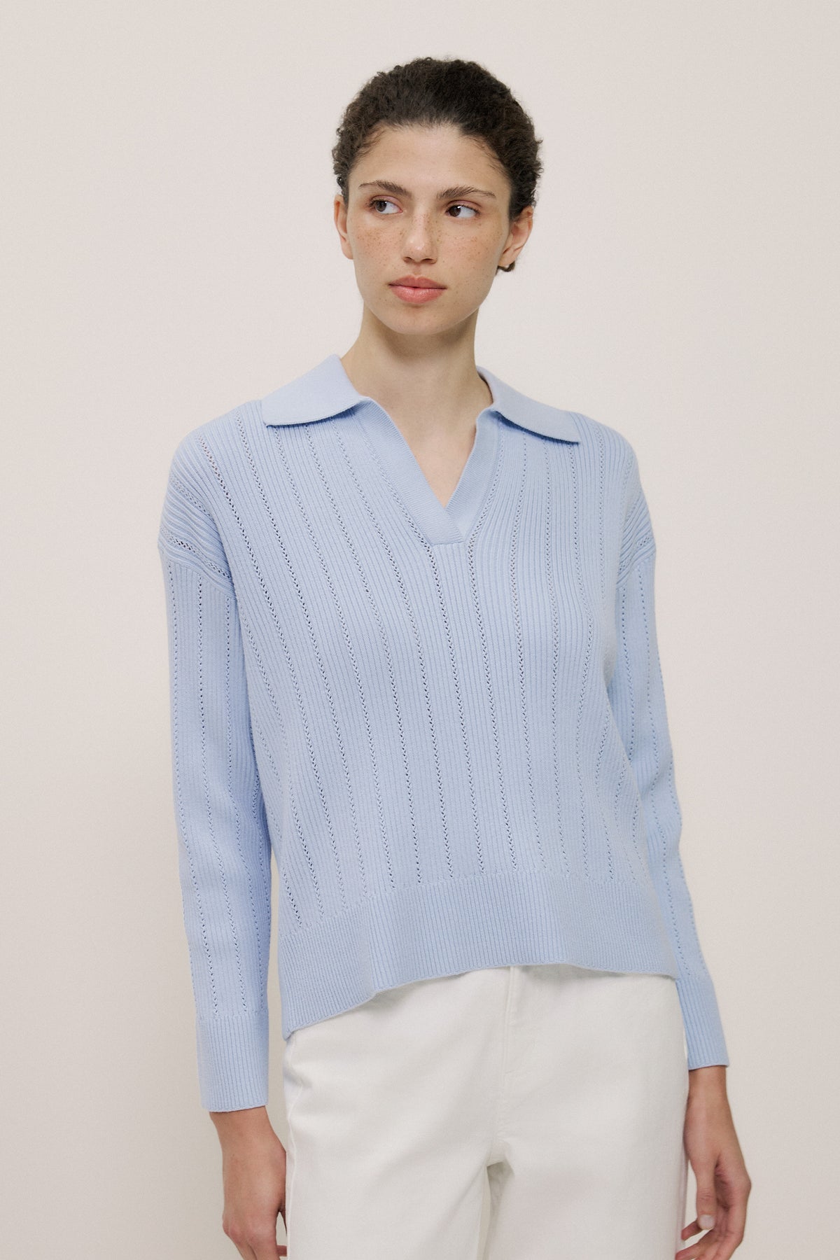Cotton Cashmere Fine Cable Polo