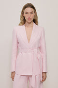 Linen Herringbone Belted Jacket