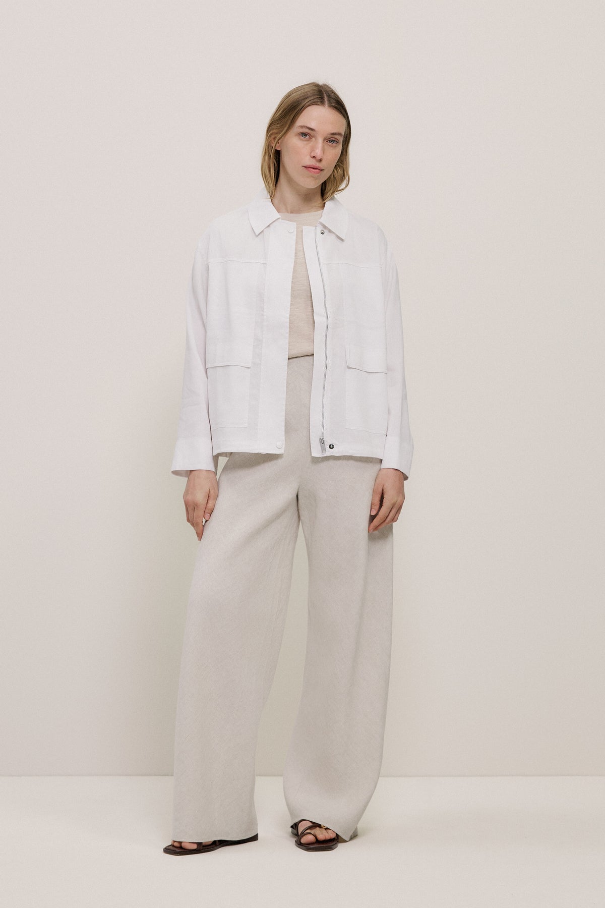 Linen Blend Panel Detail Jacket