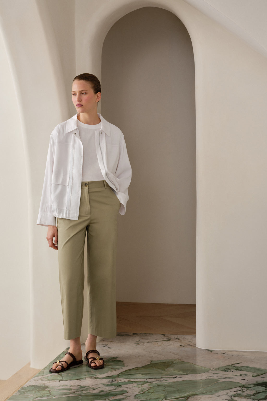 Cropped Wide Leg Chino Pant
