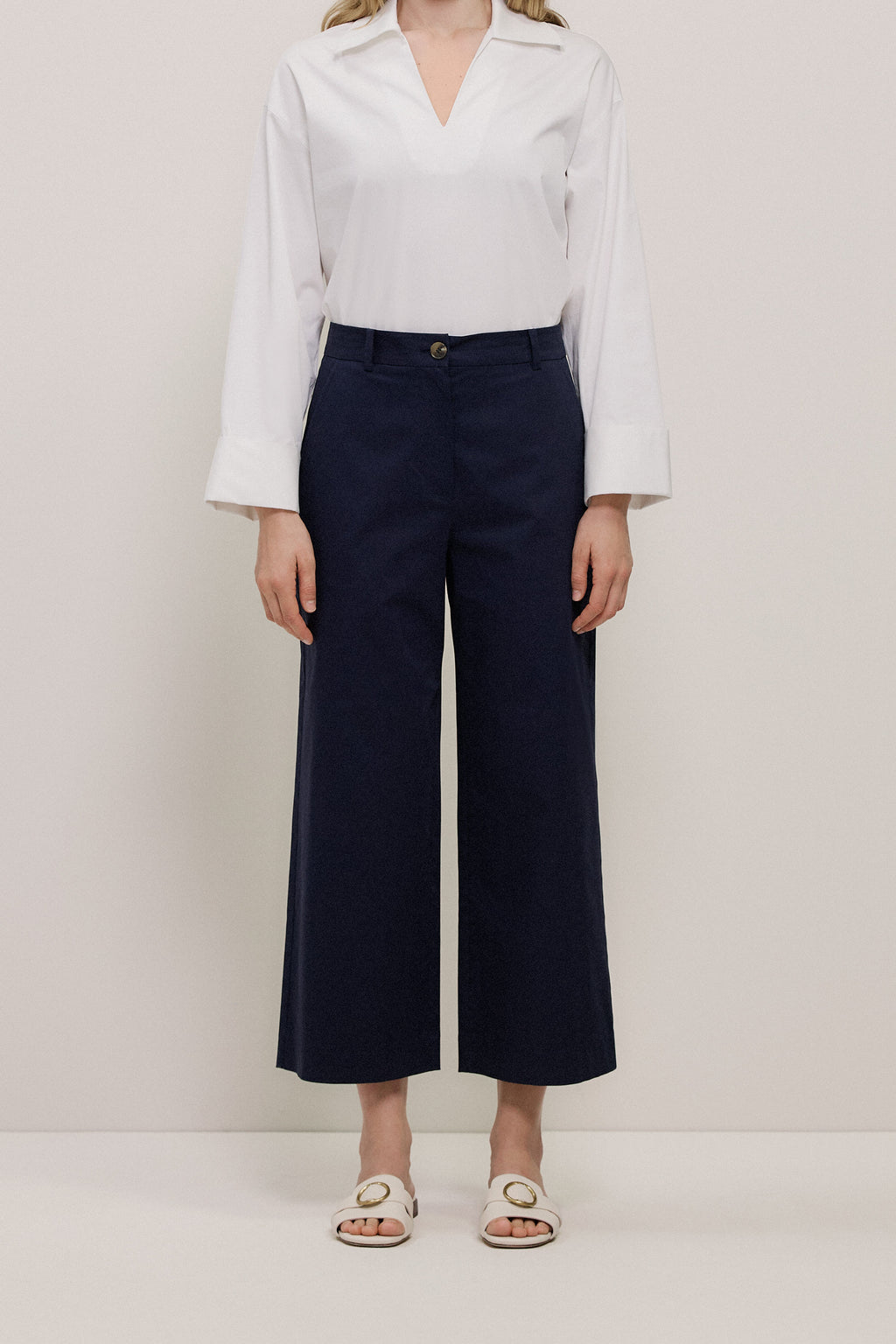 Cropped Wide Leg Chino Pant