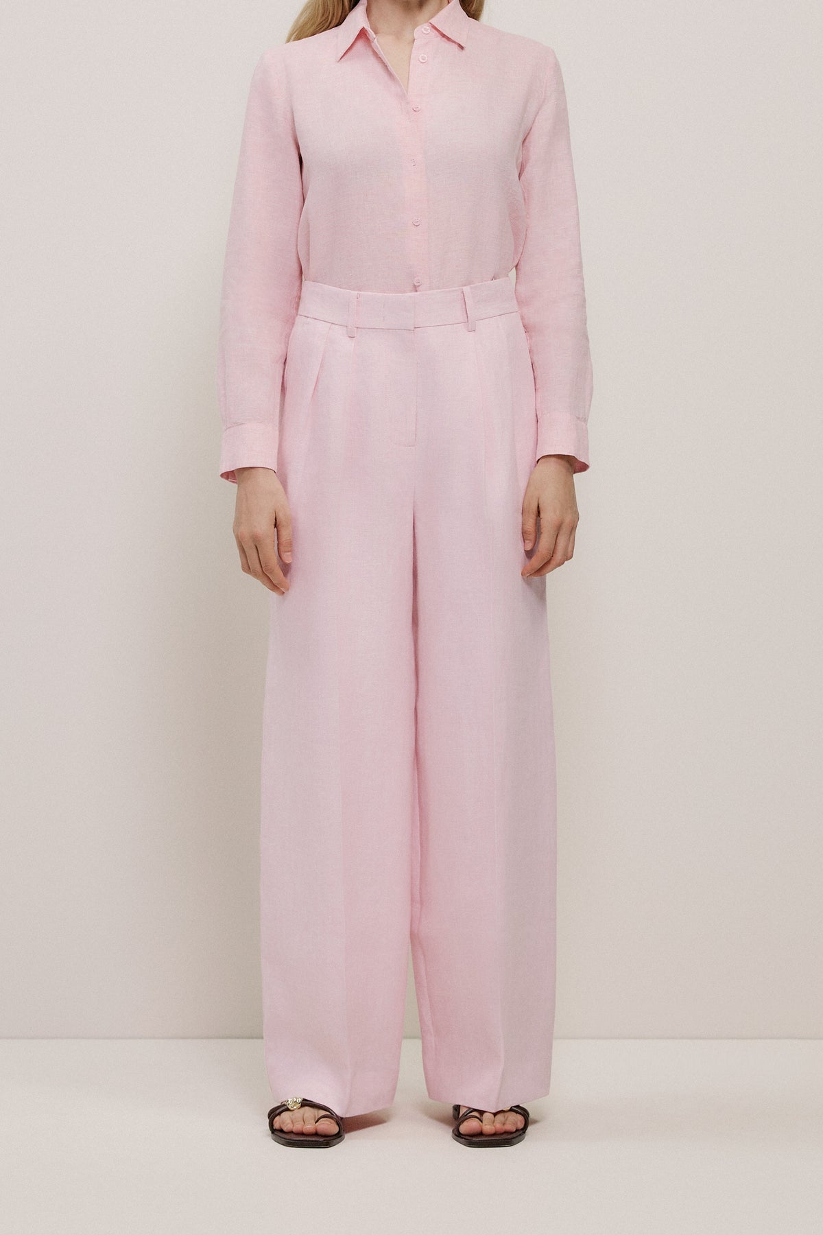 Linen Herringbone Pleat Front Pant