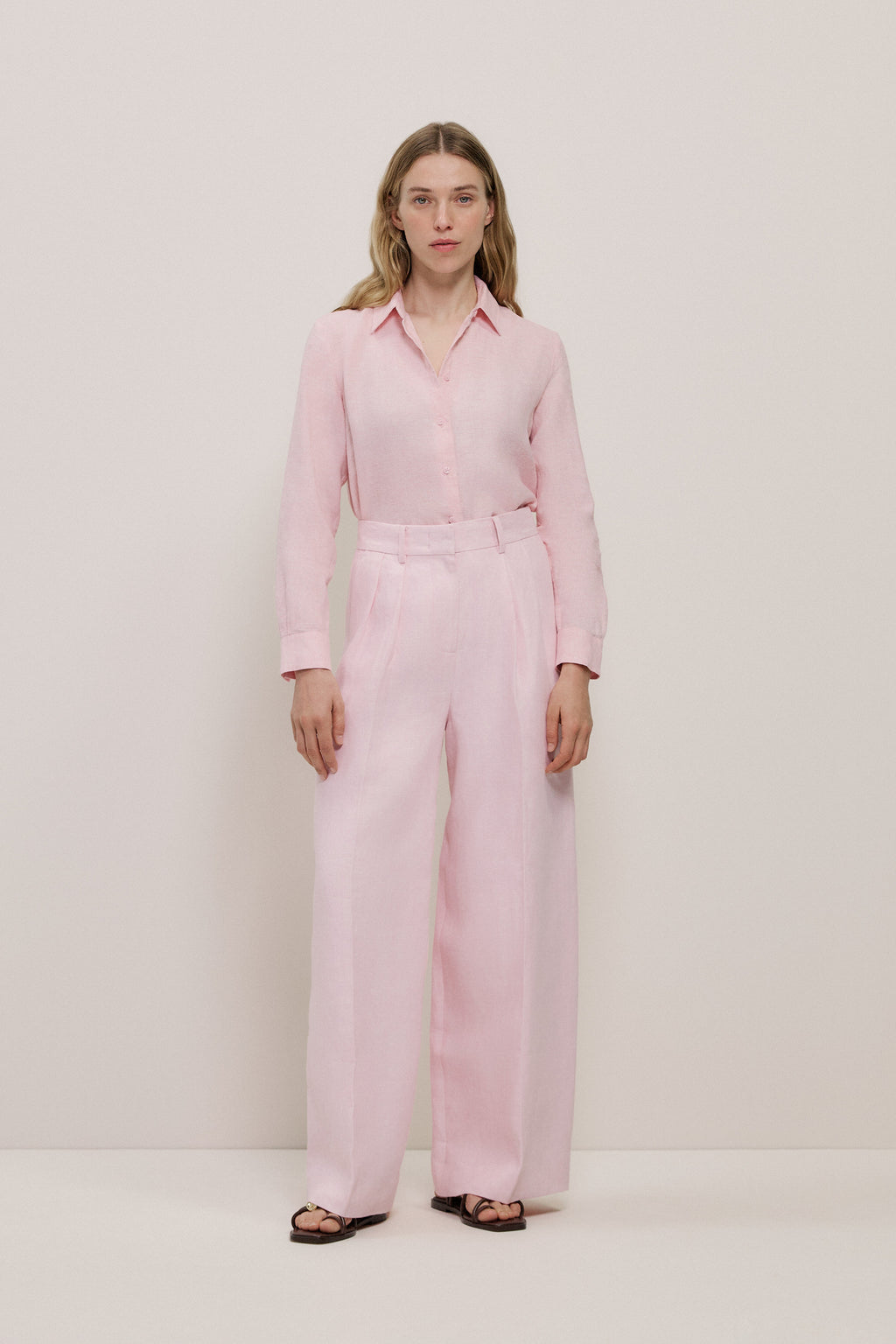 Linen Herringbone Pleat Front Pant
