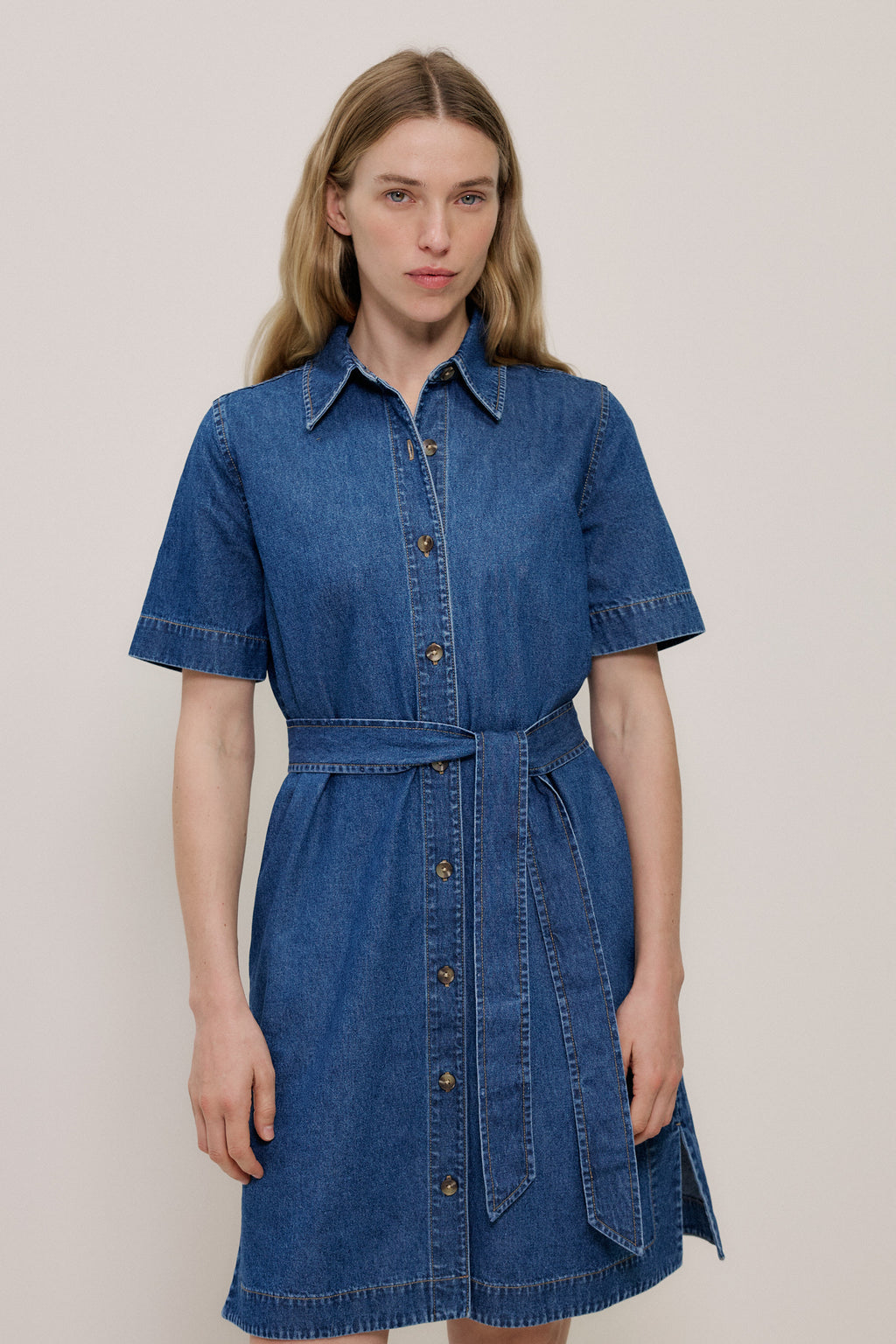 Denim Belted Shirt Dress
