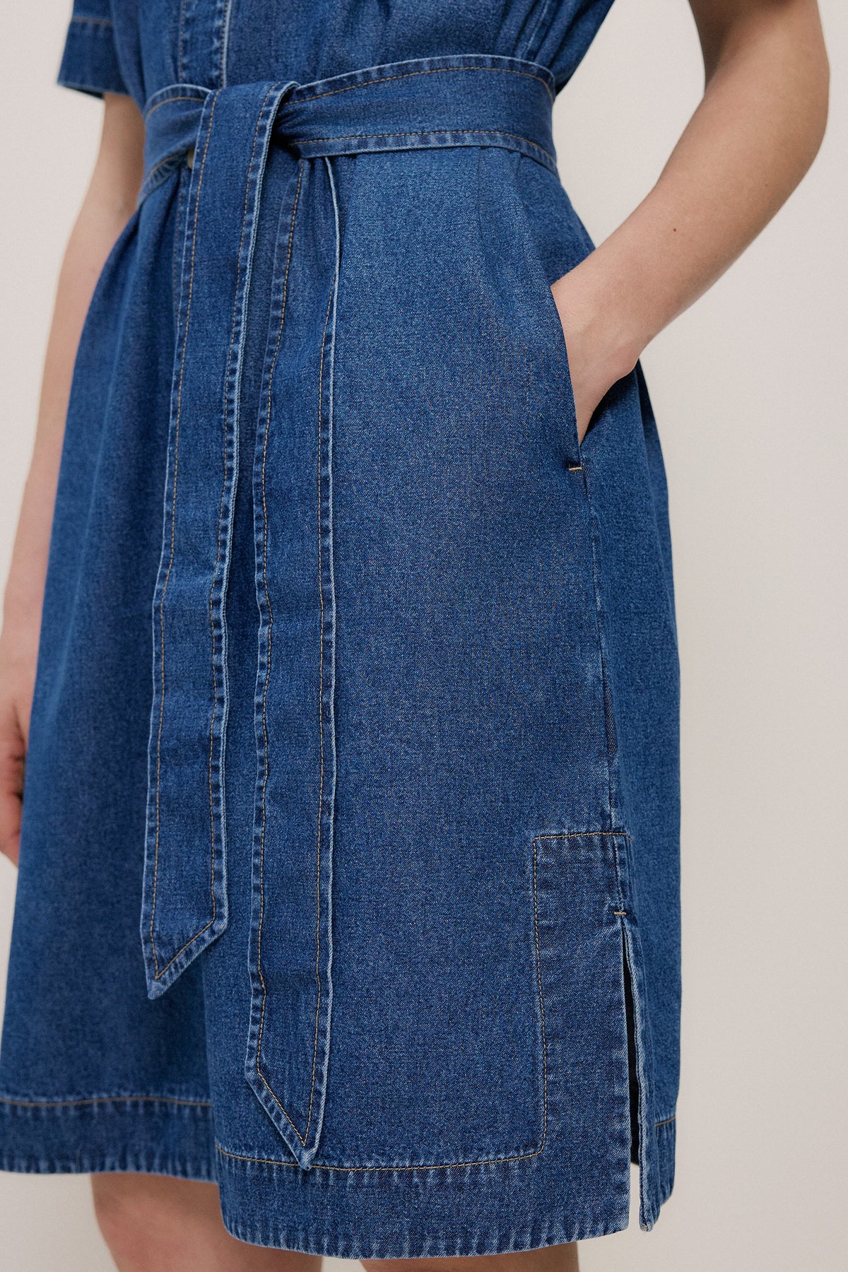 Denim Belted Shirt Dress