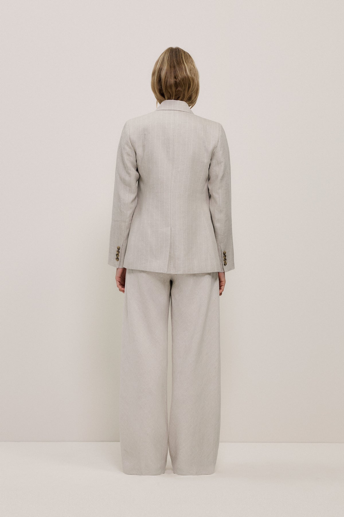 Linen Stripe Double Breasted Blazer