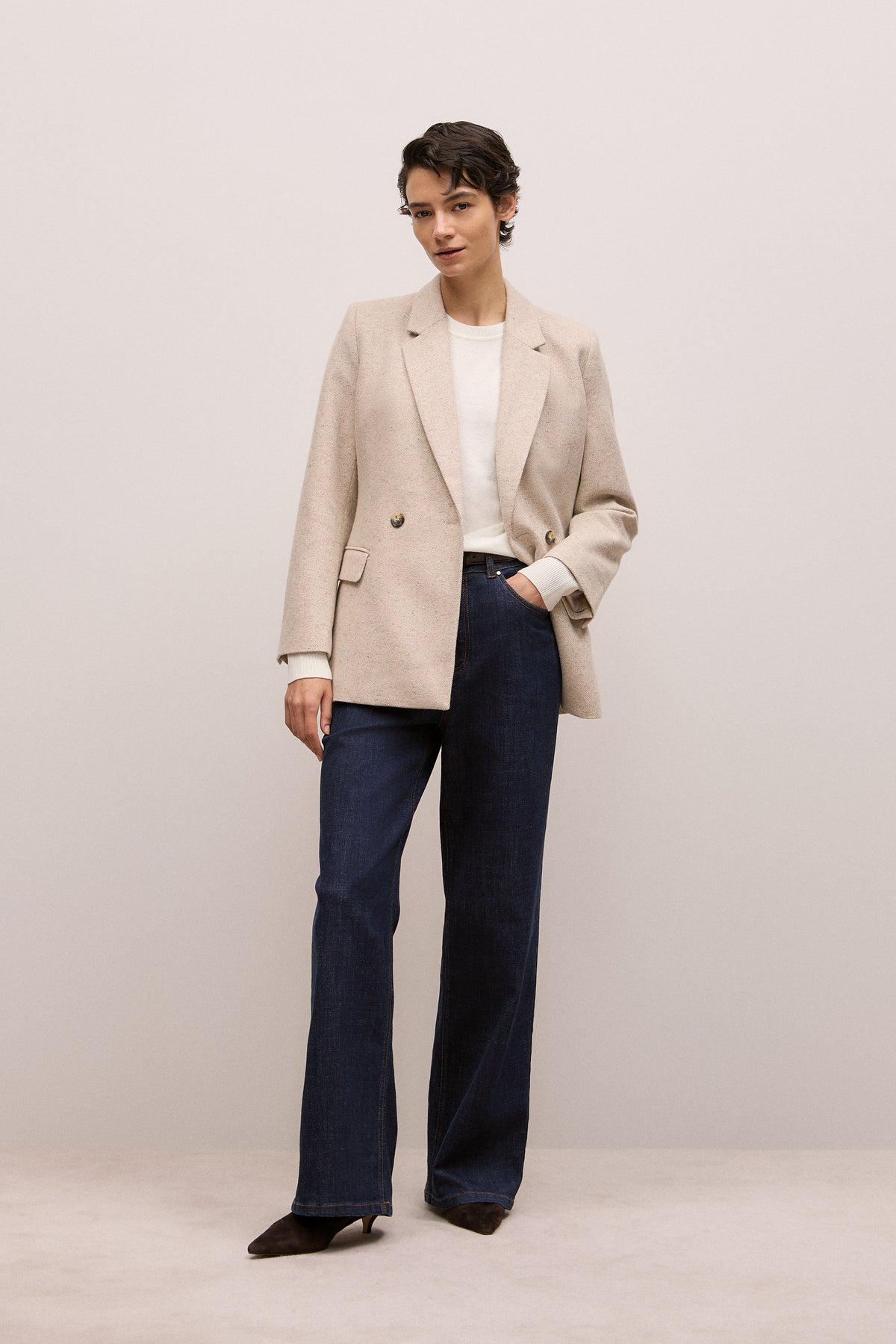 Merino Cashmere Forward Shoulder Seam Crew