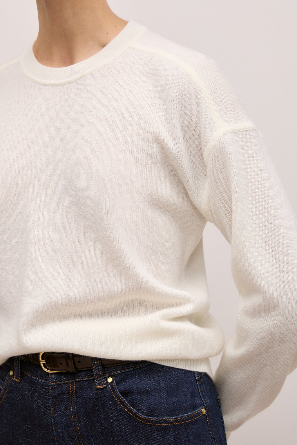 Merino Cashmere Forward Shoulder Seam Crew