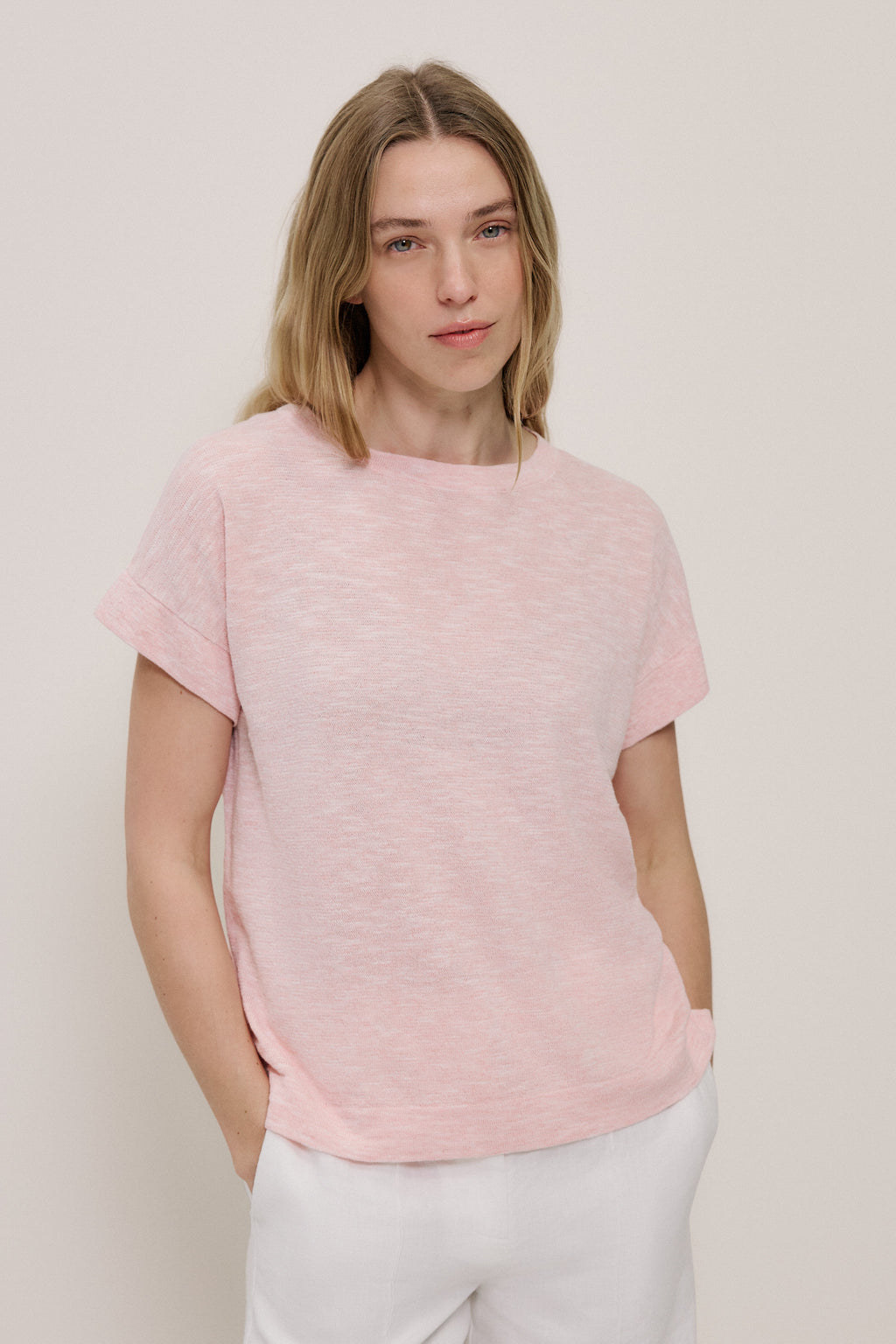 Linen Cotton Relaxed Knit T-Shirt