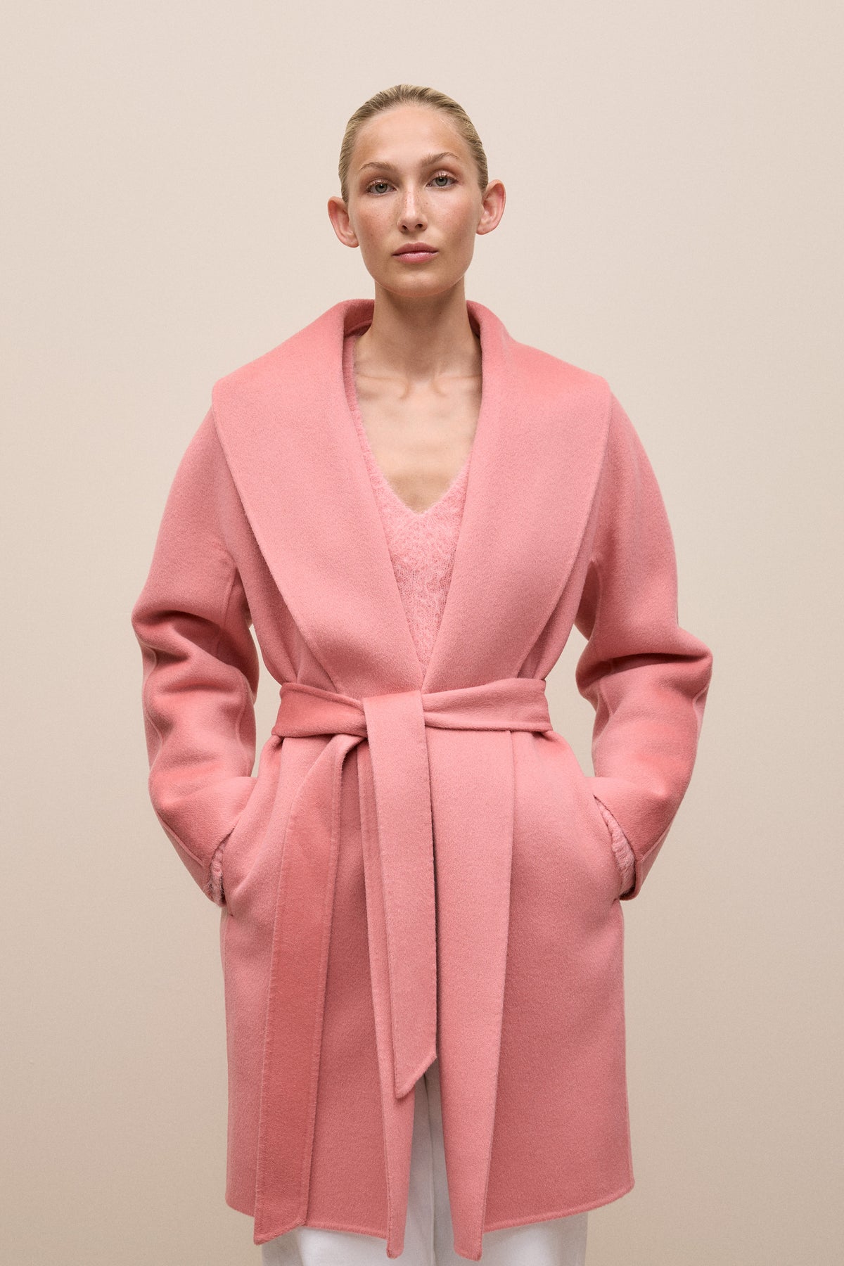 Brushed Wool Wrap Coat